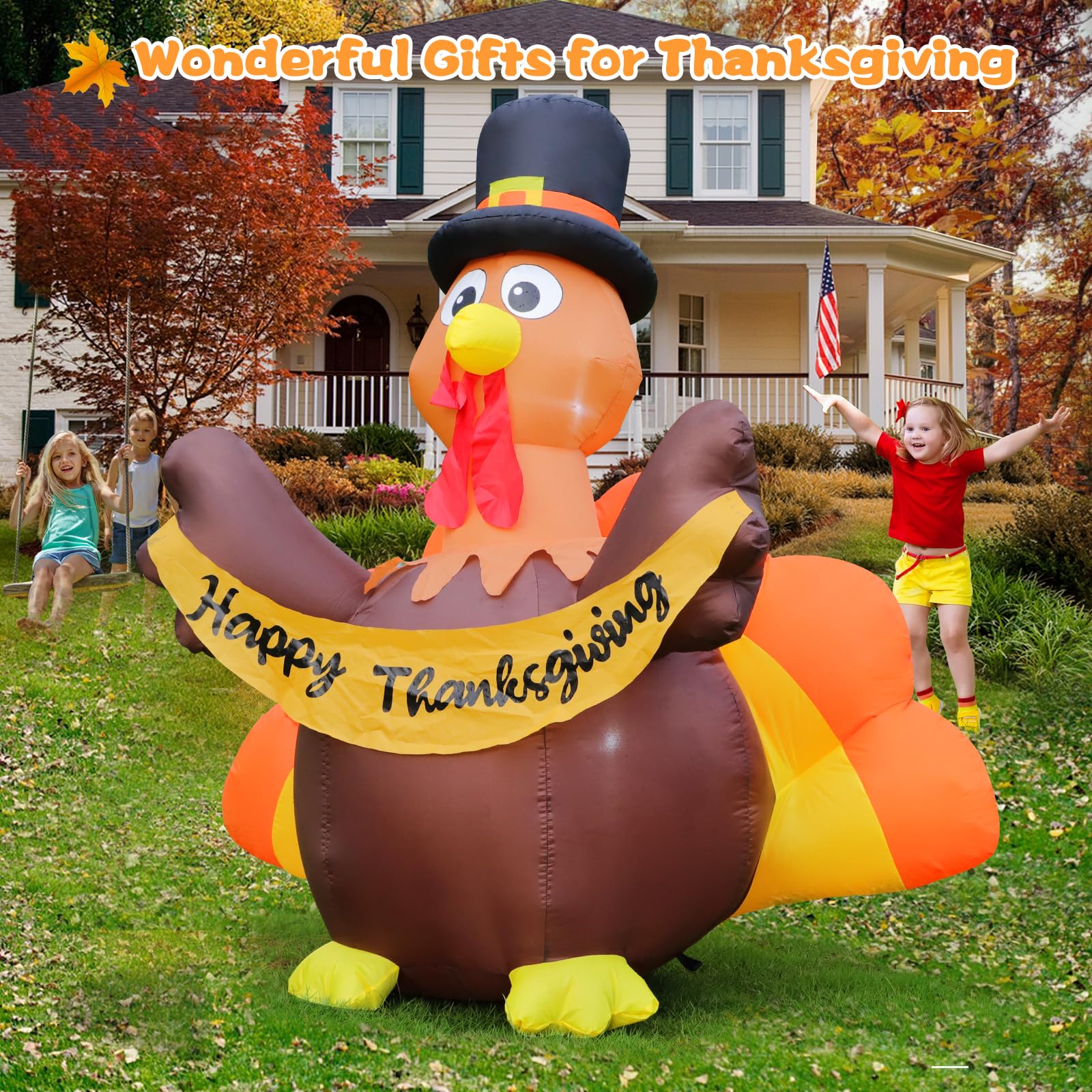 Inflatable turkey decoration for Thanksgiving
