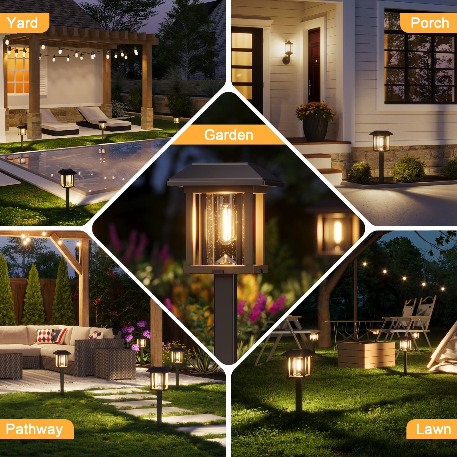 Solar Pathway Lights Outdoor Waterproof IP65 - Dual-Tone LED Solar Lights Warm White