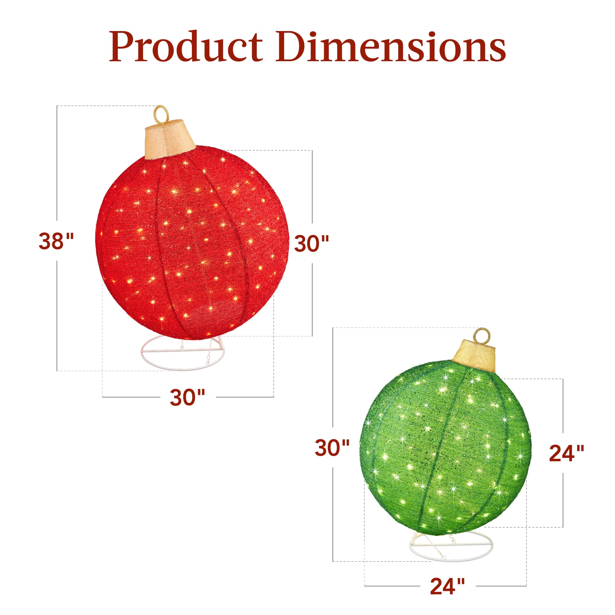 product dimensions red and green ornaments