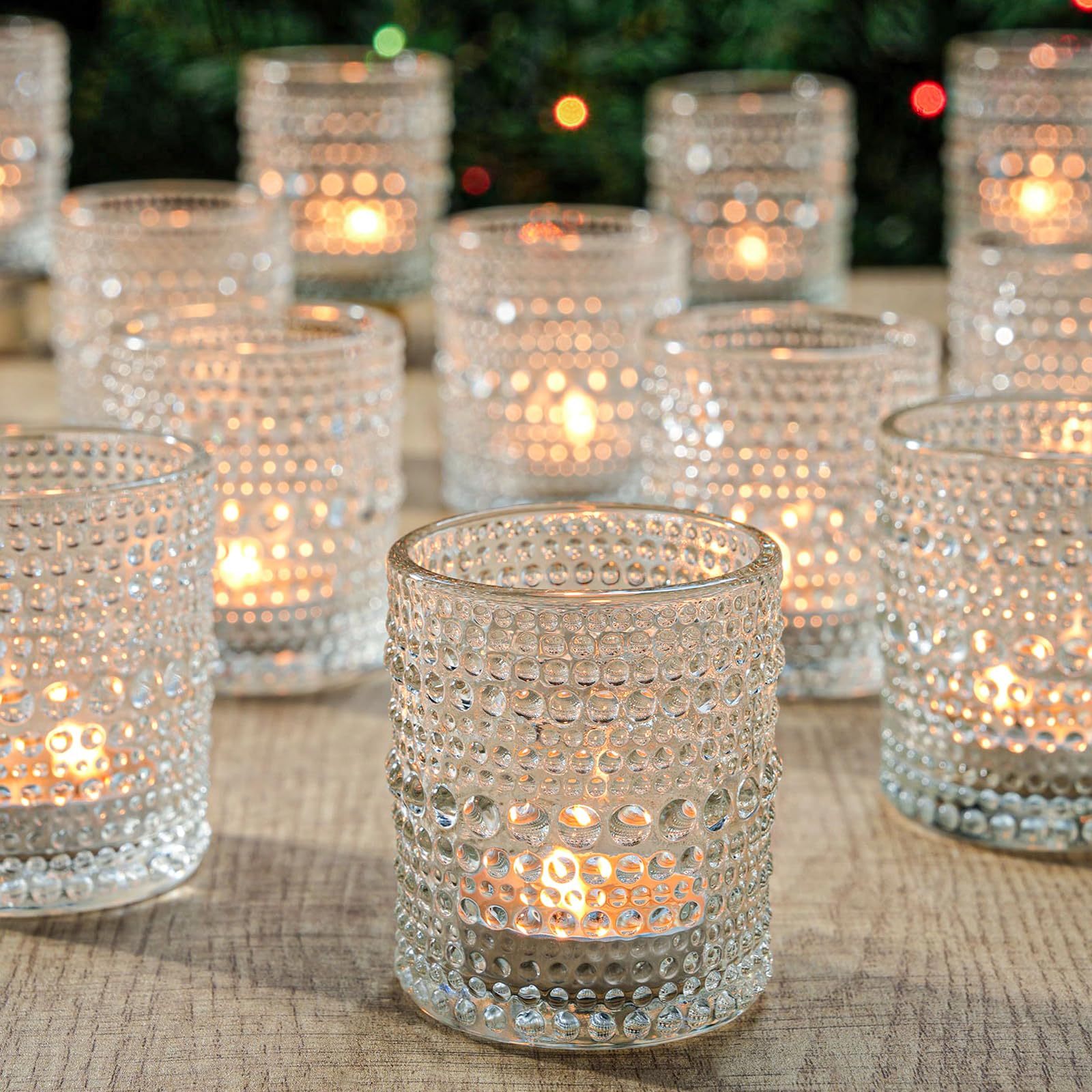 12 Pcs Clear Glass Tea Light Candle Holders
