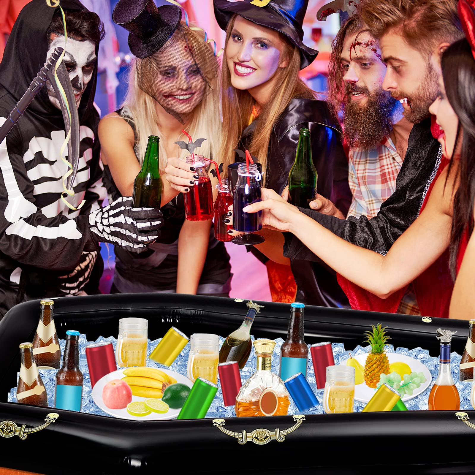 52 Inch Inflatable Coffin Cooler Fake Coffin Floatie Drink Ice Chest