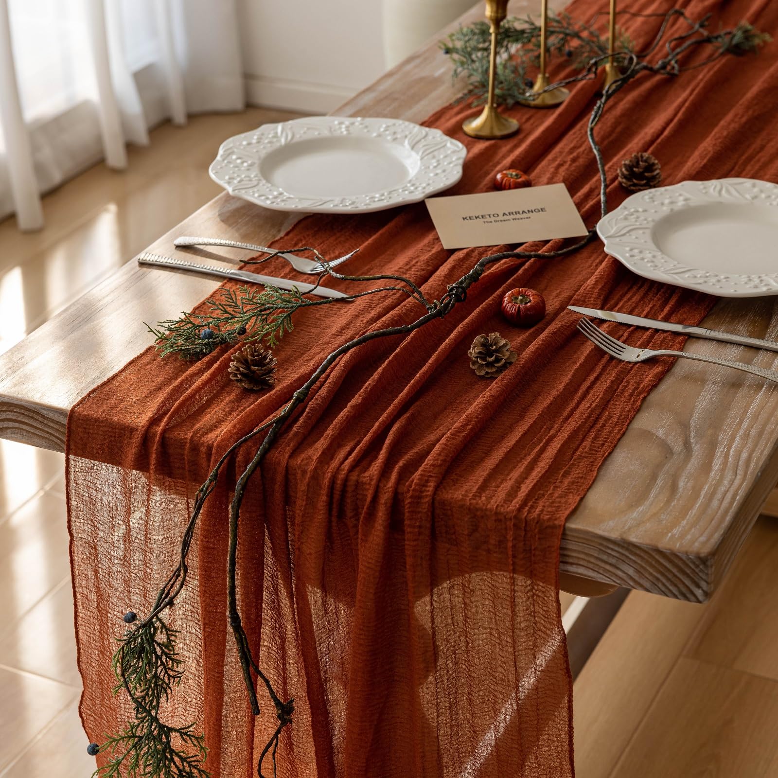 120 Inch Terracotta Fall Table Runner