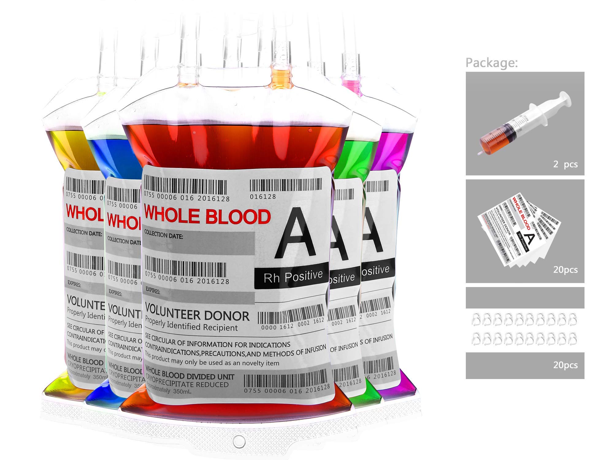 pack of 20 Halloween prop blood bags for drinks