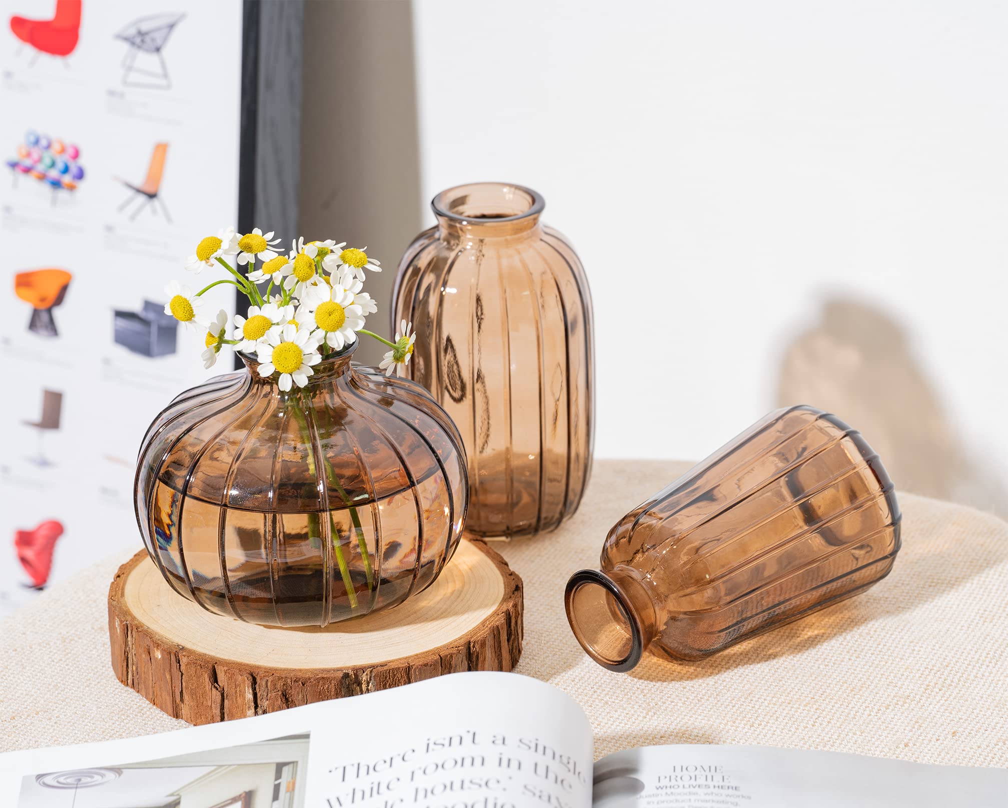 Fall Brown Glass Mini Vases