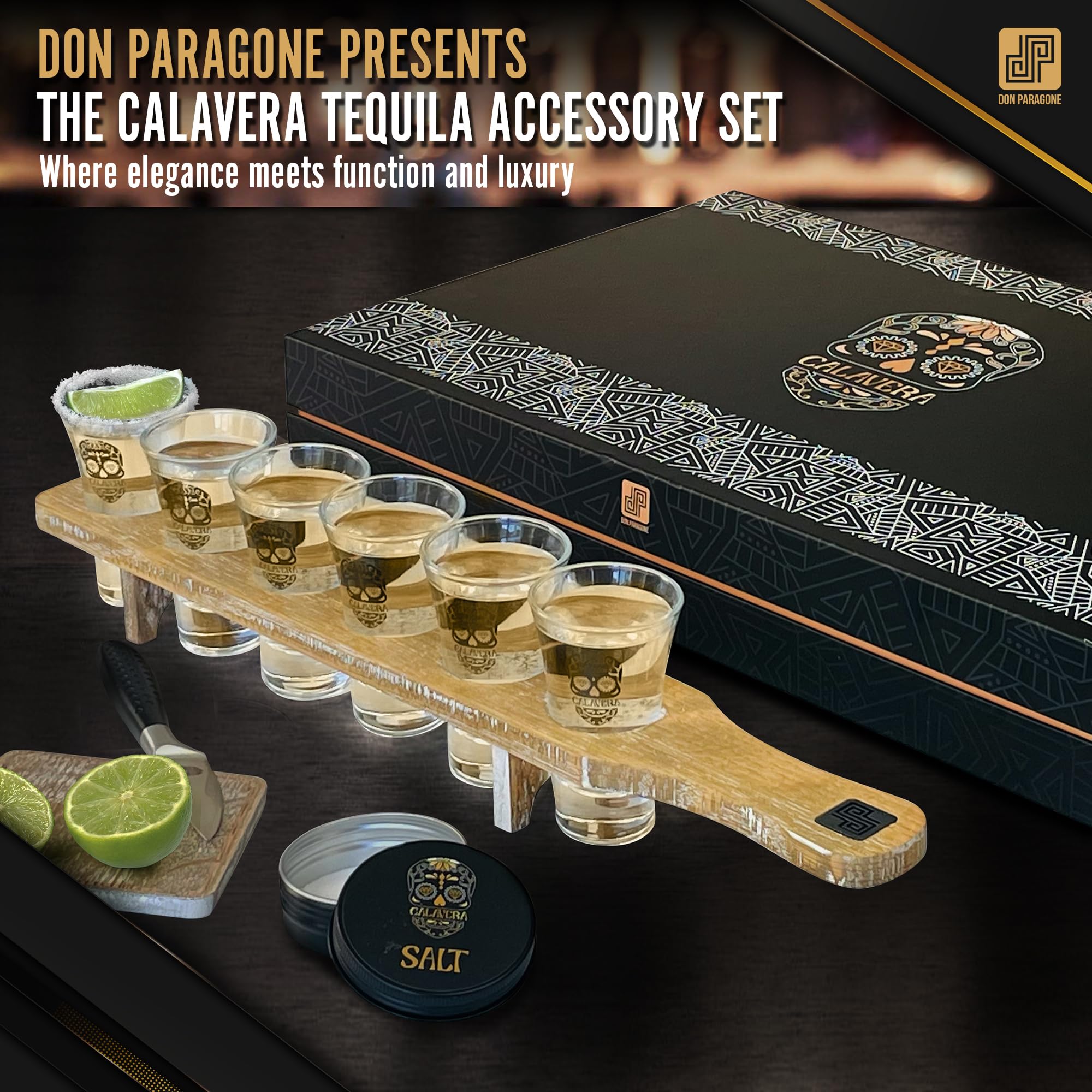 elegant tequila accessory set