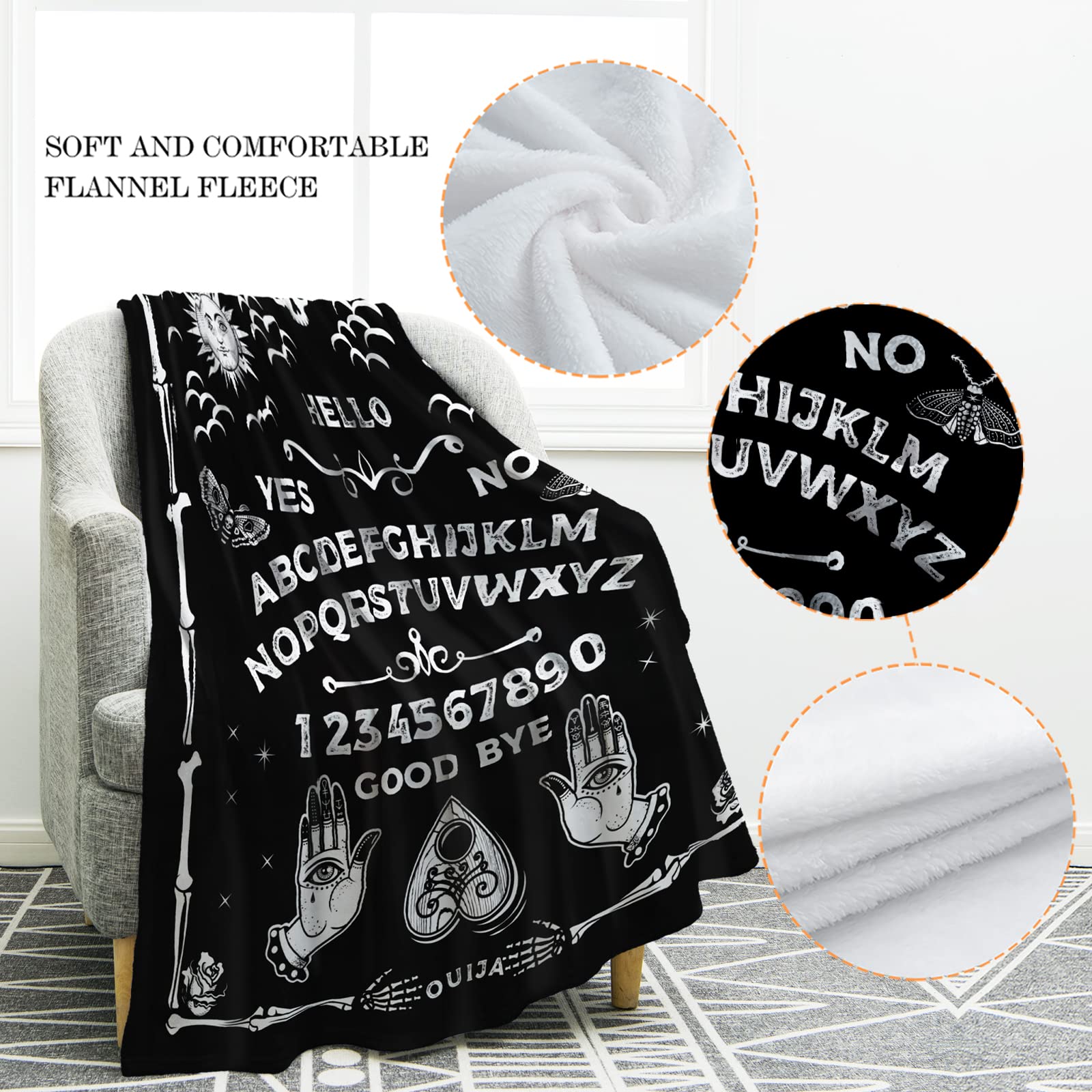 Soft Ouija Board Blanket for Halloween