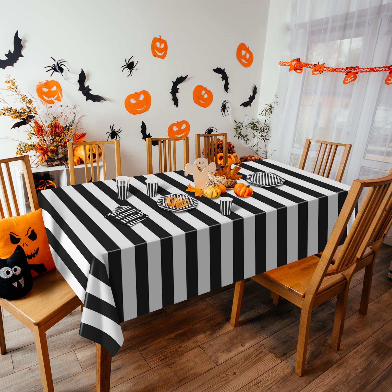 113 Pieces Black and White Striped Disposable Party Supplies