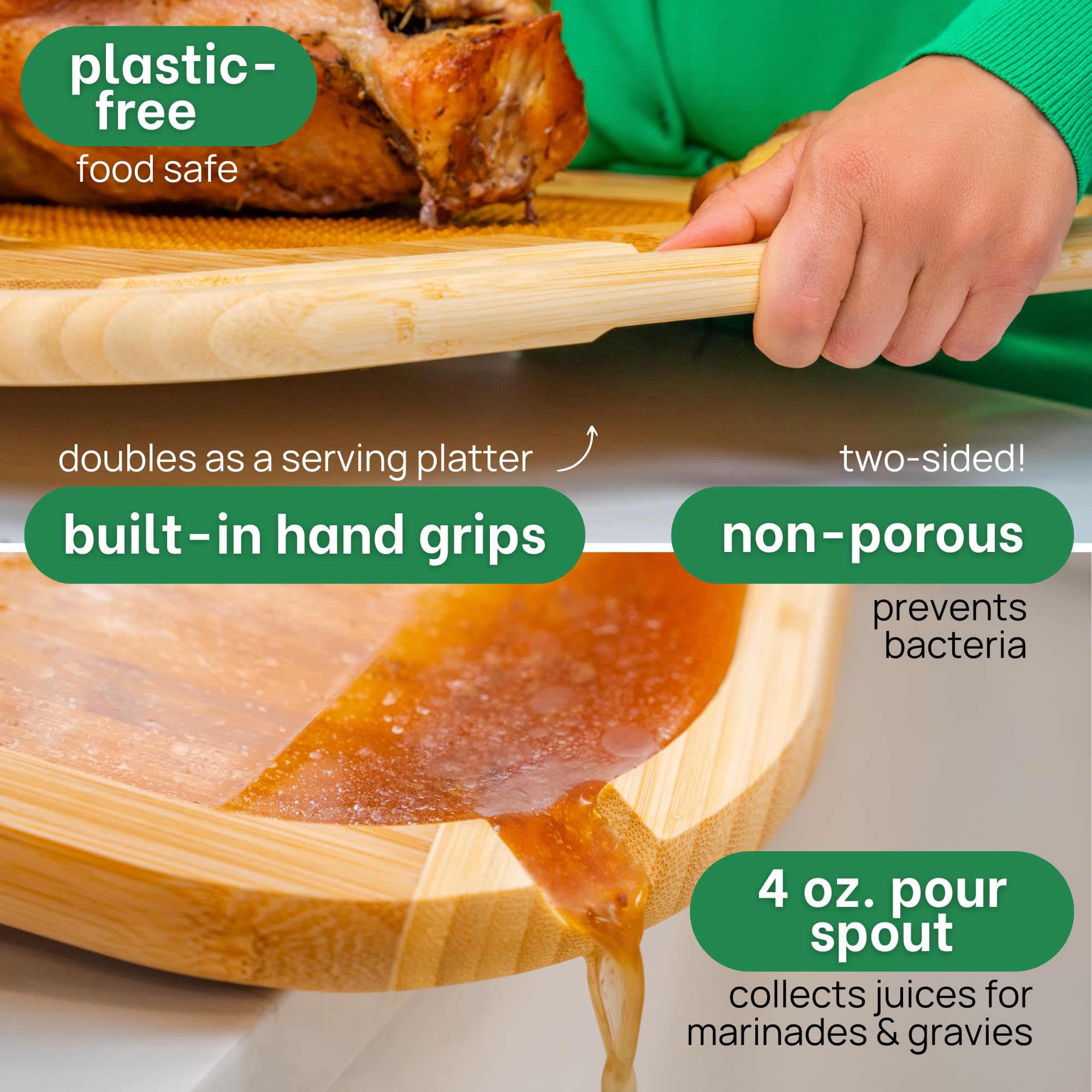 two sides 4 ounce pour spout wooden bamboo board