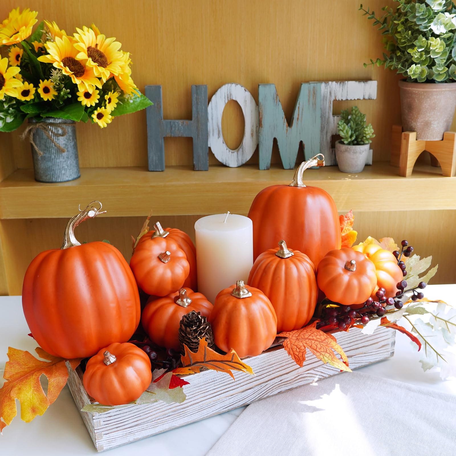 fake pumpkin centerpiece idea