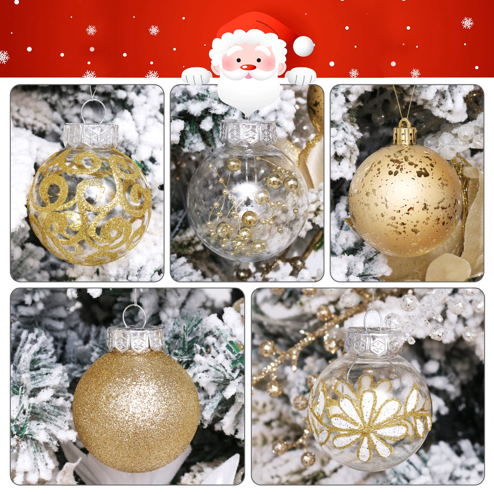 30ct 60mm/2.36inch Champagne Gold Christmas Ornaments Set