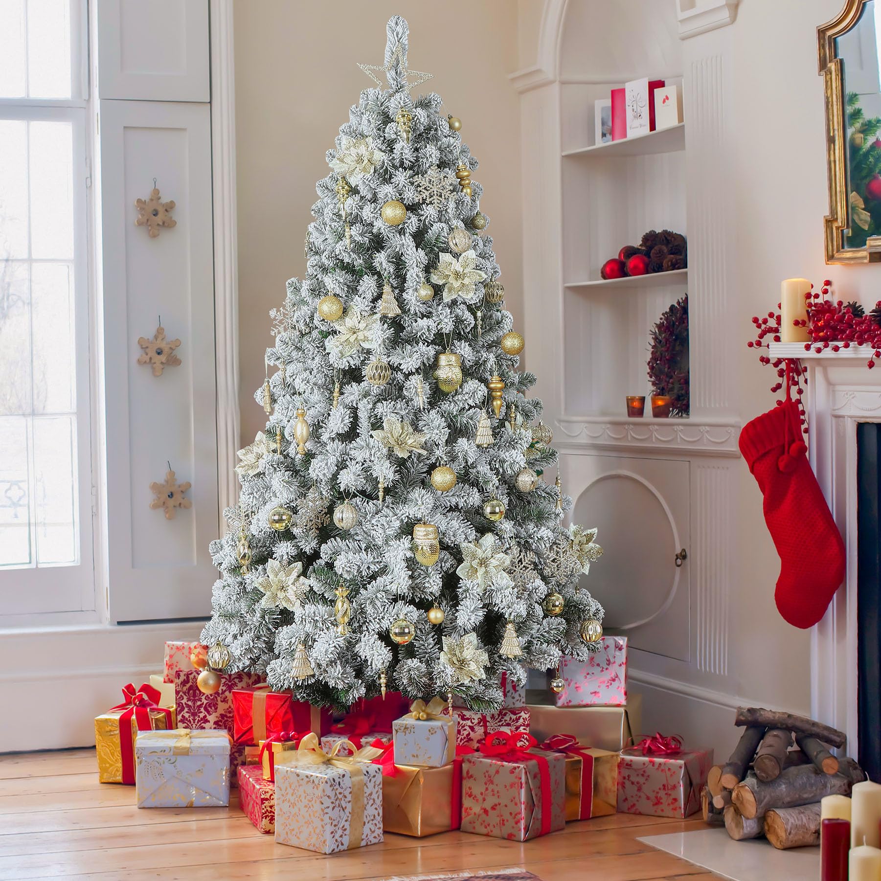 80pcs Gold Christmas Ornaments Set with Lanyards Included - Gold Christmas Tree Ornaments