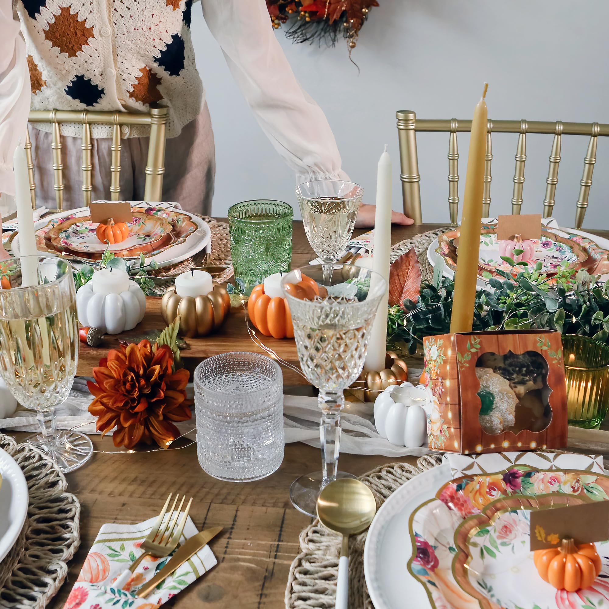 Fall Decor Mini Orange Pumpkin Place Card Holder Set - Place setting ideas - Fall and thanksgiving table decor