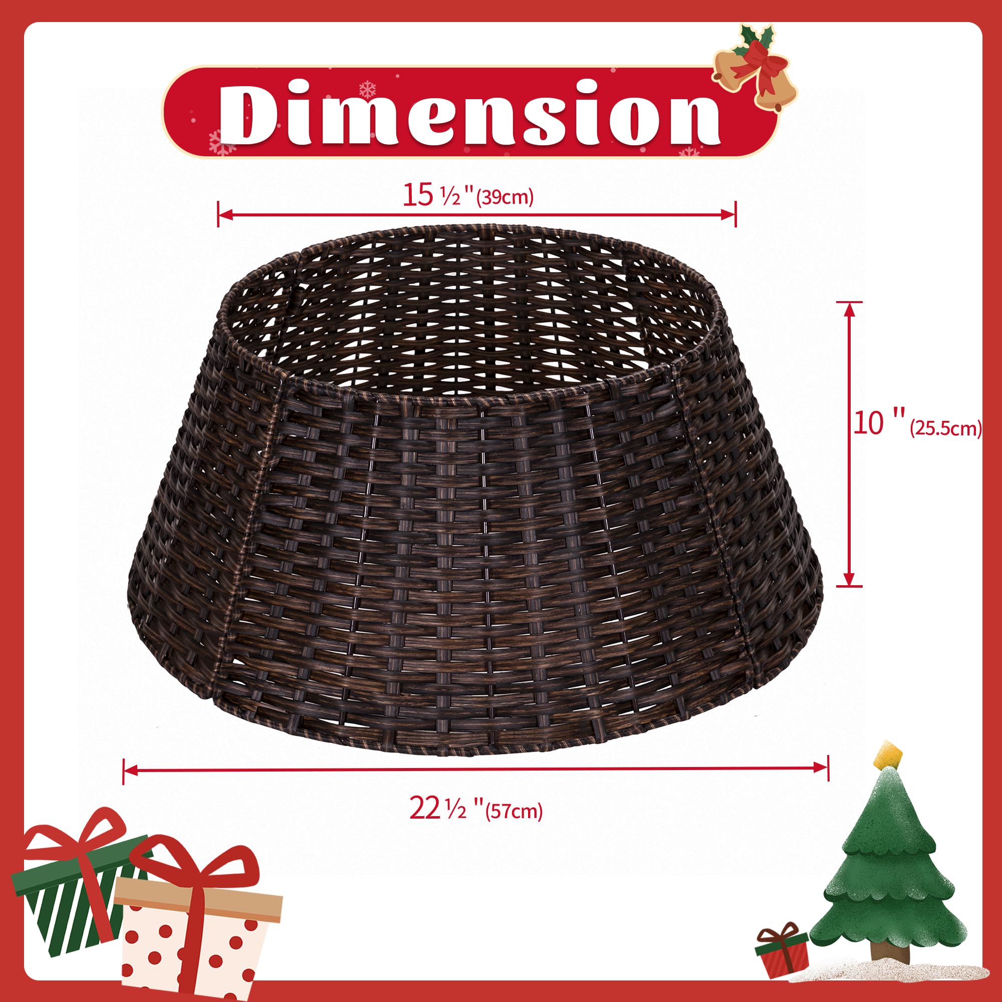 Brown wicker Christmas tree collar dimensions