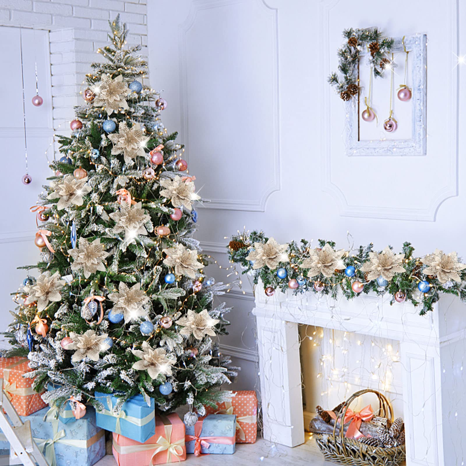 holiday gold poinsettia decor