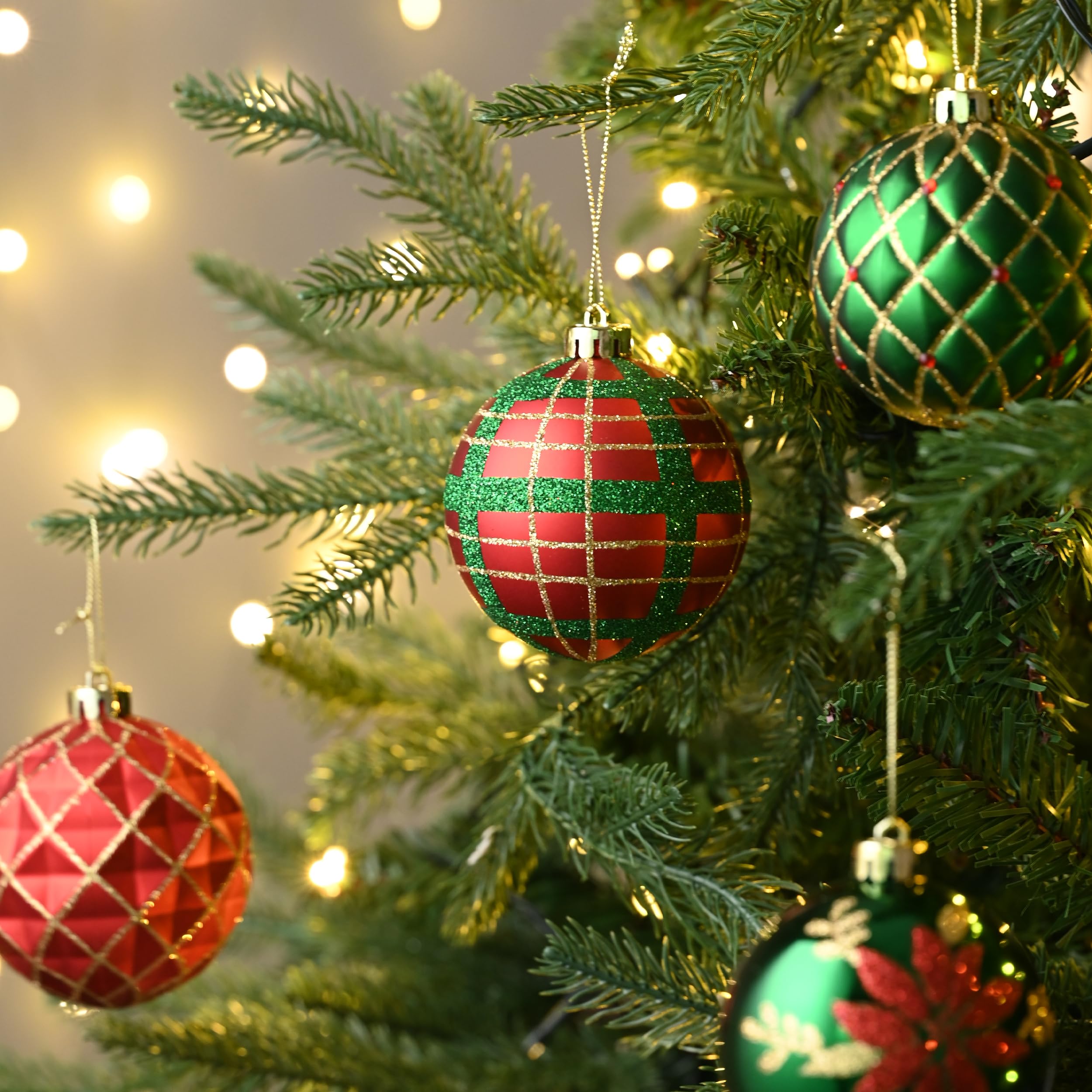 Christmas tree red and green decorations