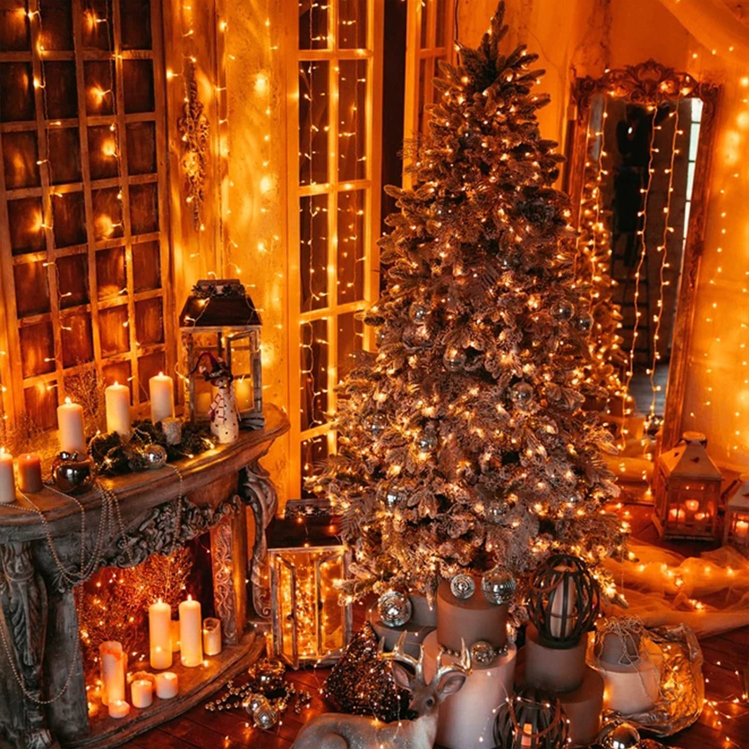 Orange LED string lights for fall and holiday decor