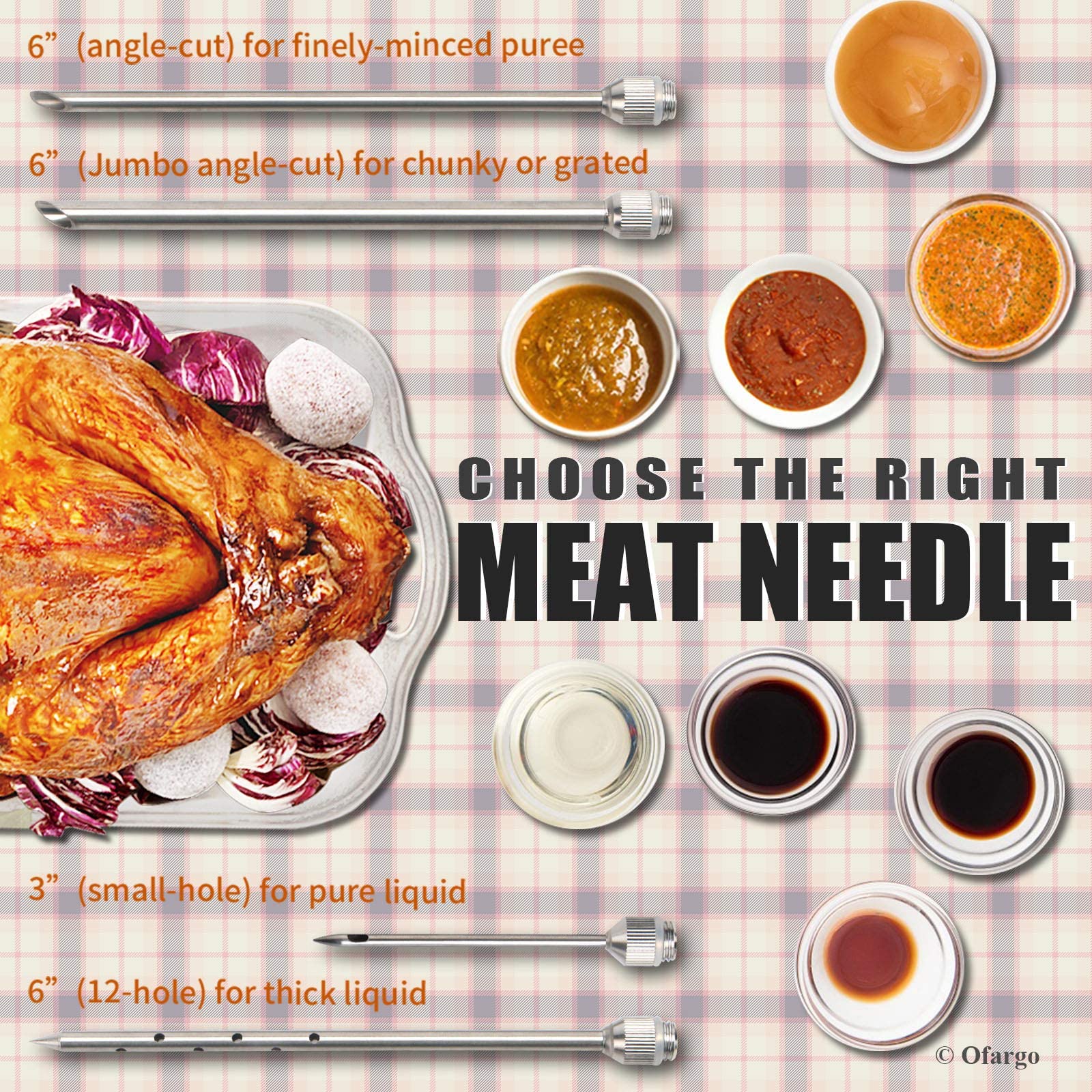 multiple meat injector needle sizes included