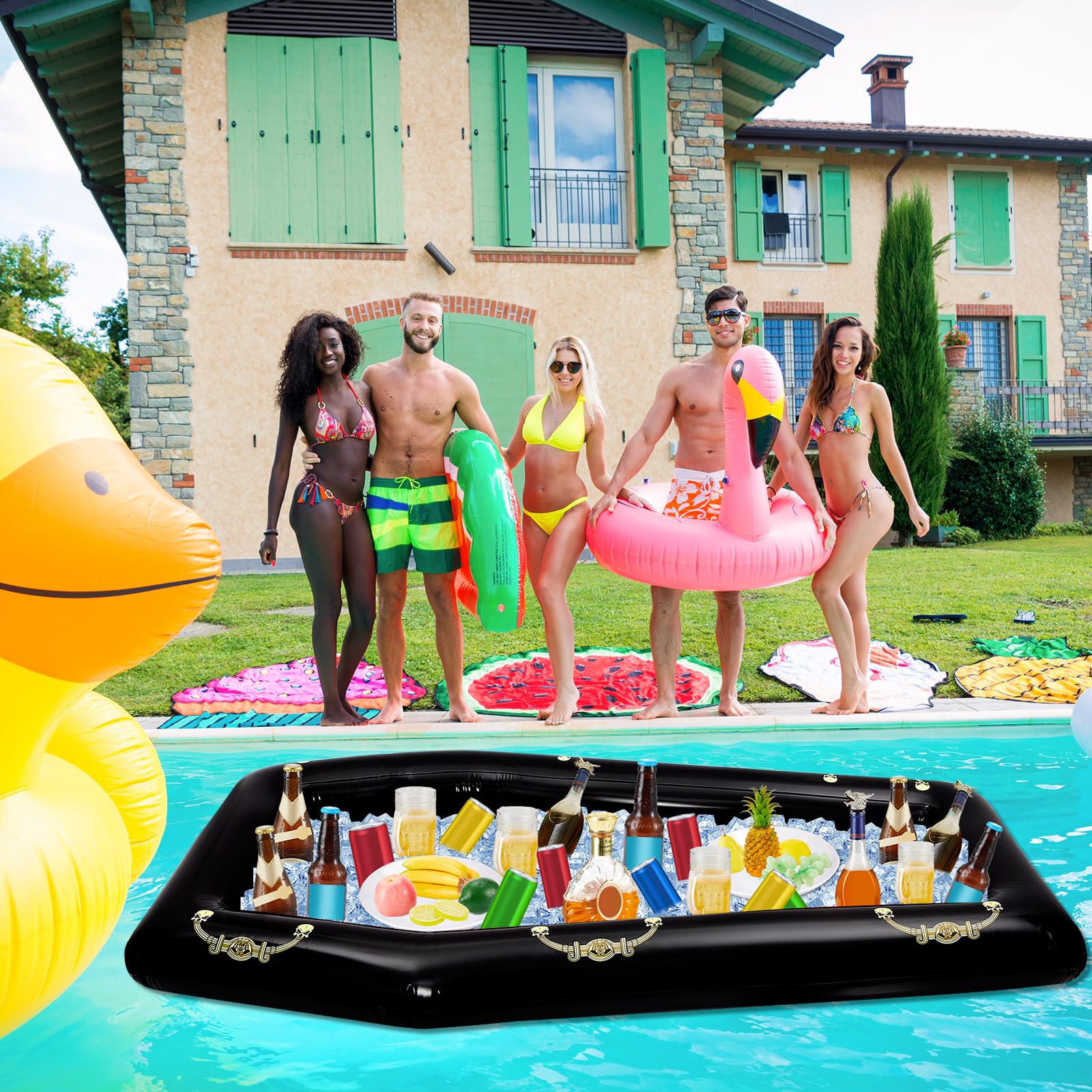 52 Inch Inflatable Coffin Cooler Fake Coffin Floatie Drink Ice Chest