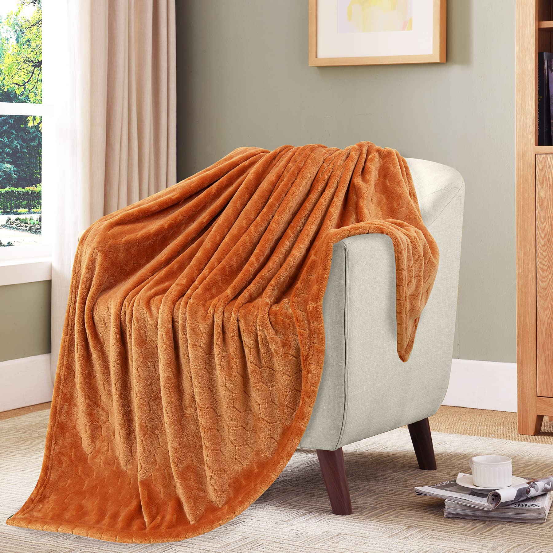 Super soft pumpkin orange throw blanket for fall and Halloween