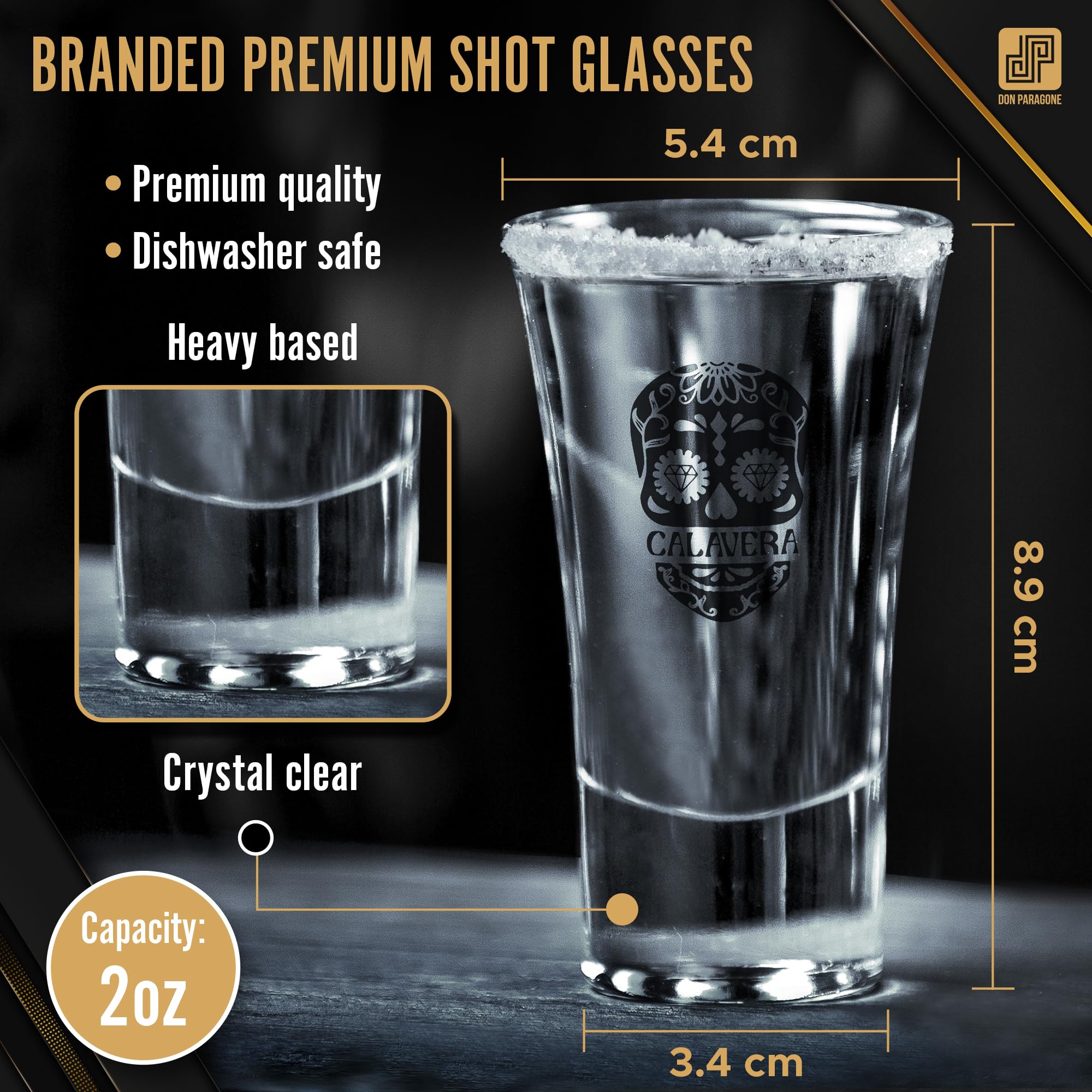 premium tequila shot glass set with heavy base