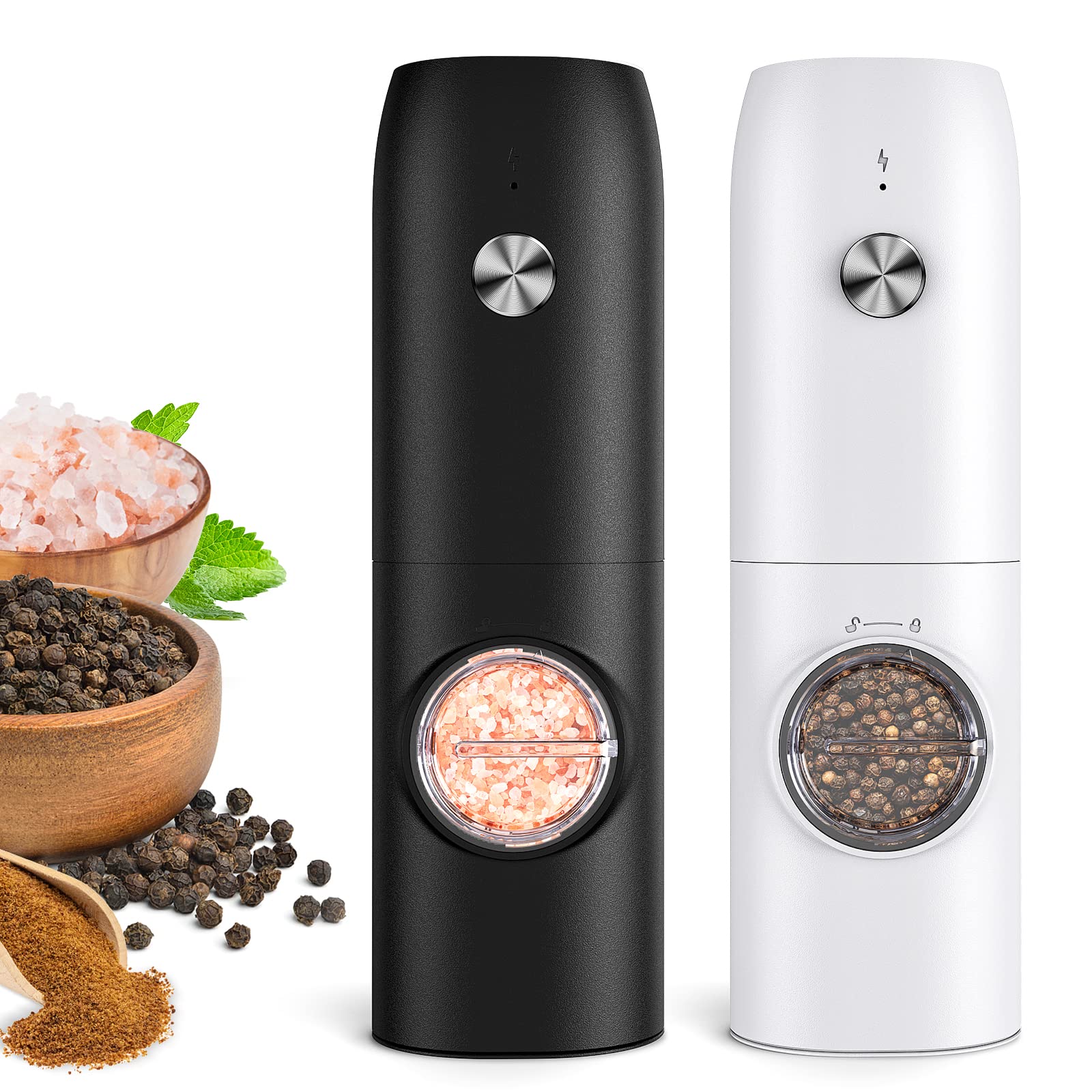 Electric Salt and Pepper Grinder Set, Rechargeable