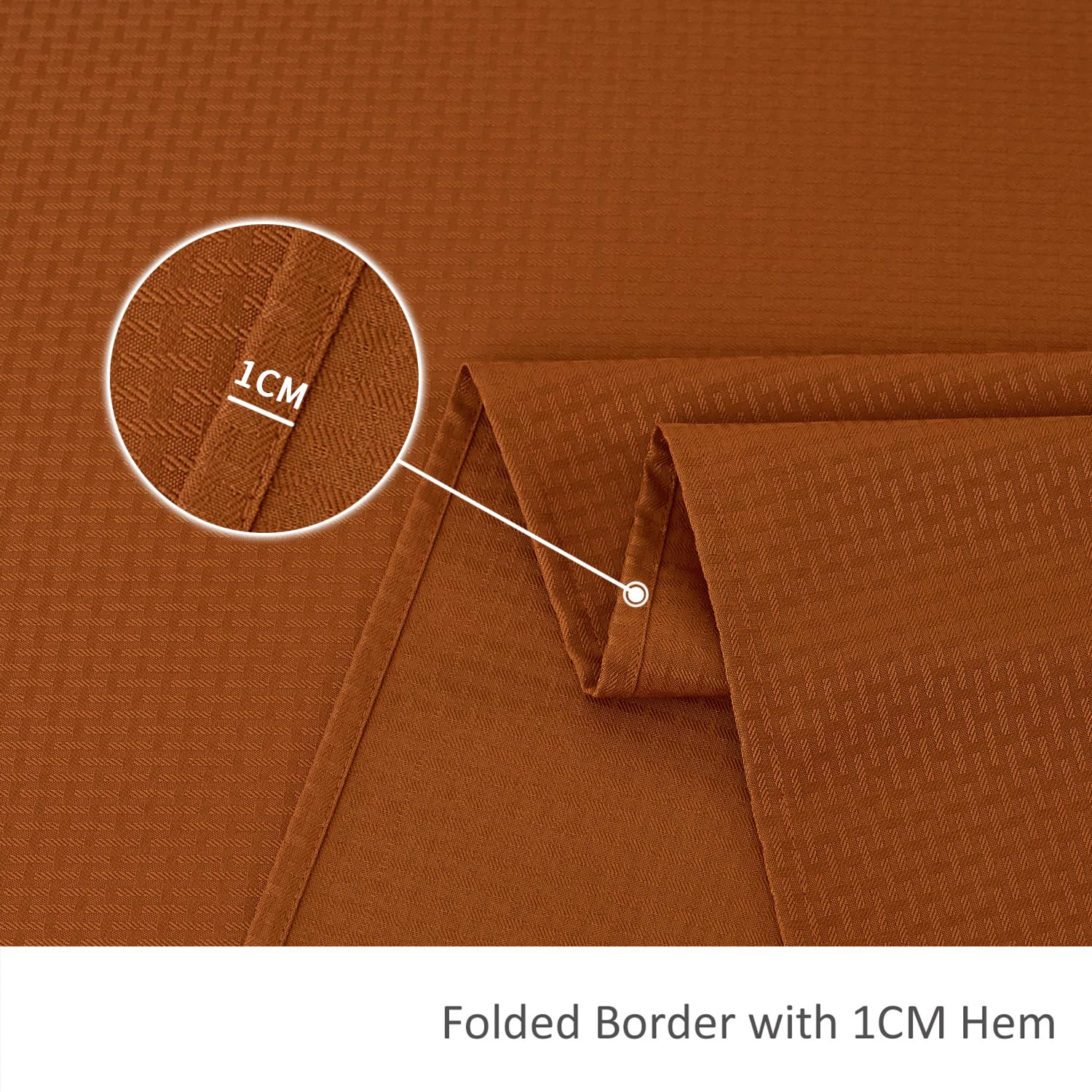 fall tablecloth with weaved pattern and folded border