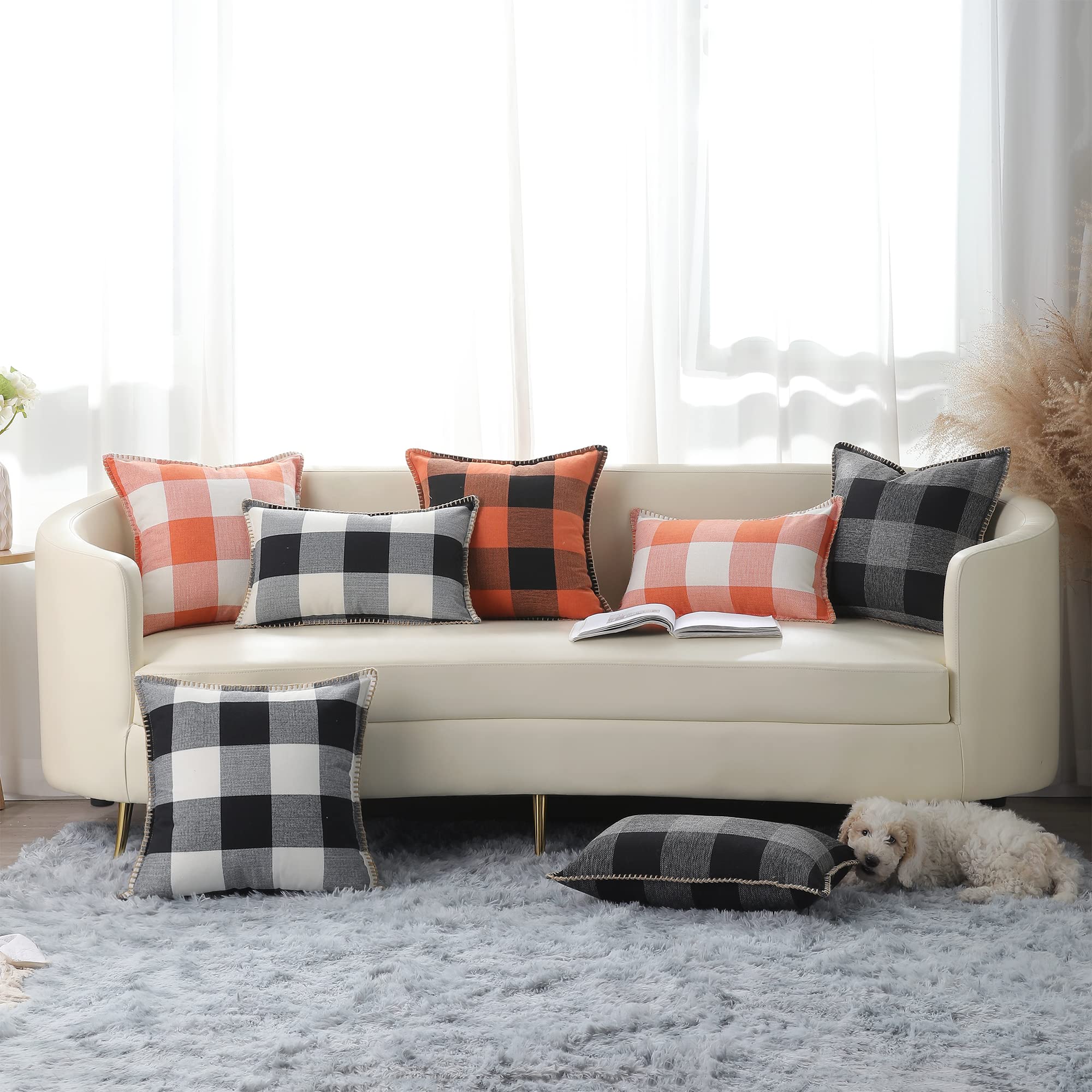 buffalo check pillow covers in fall colors