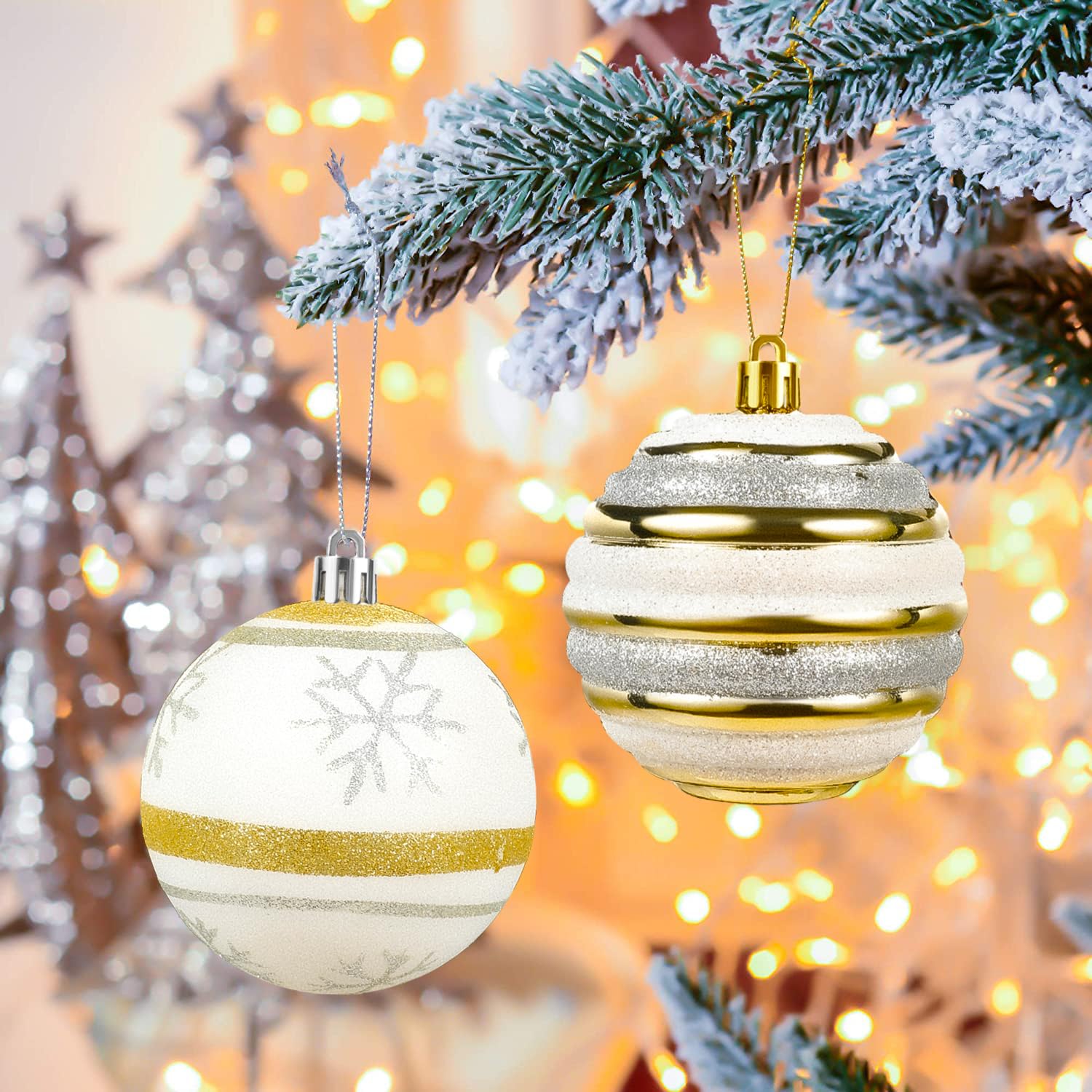 White & Gold Assorted Ornaments