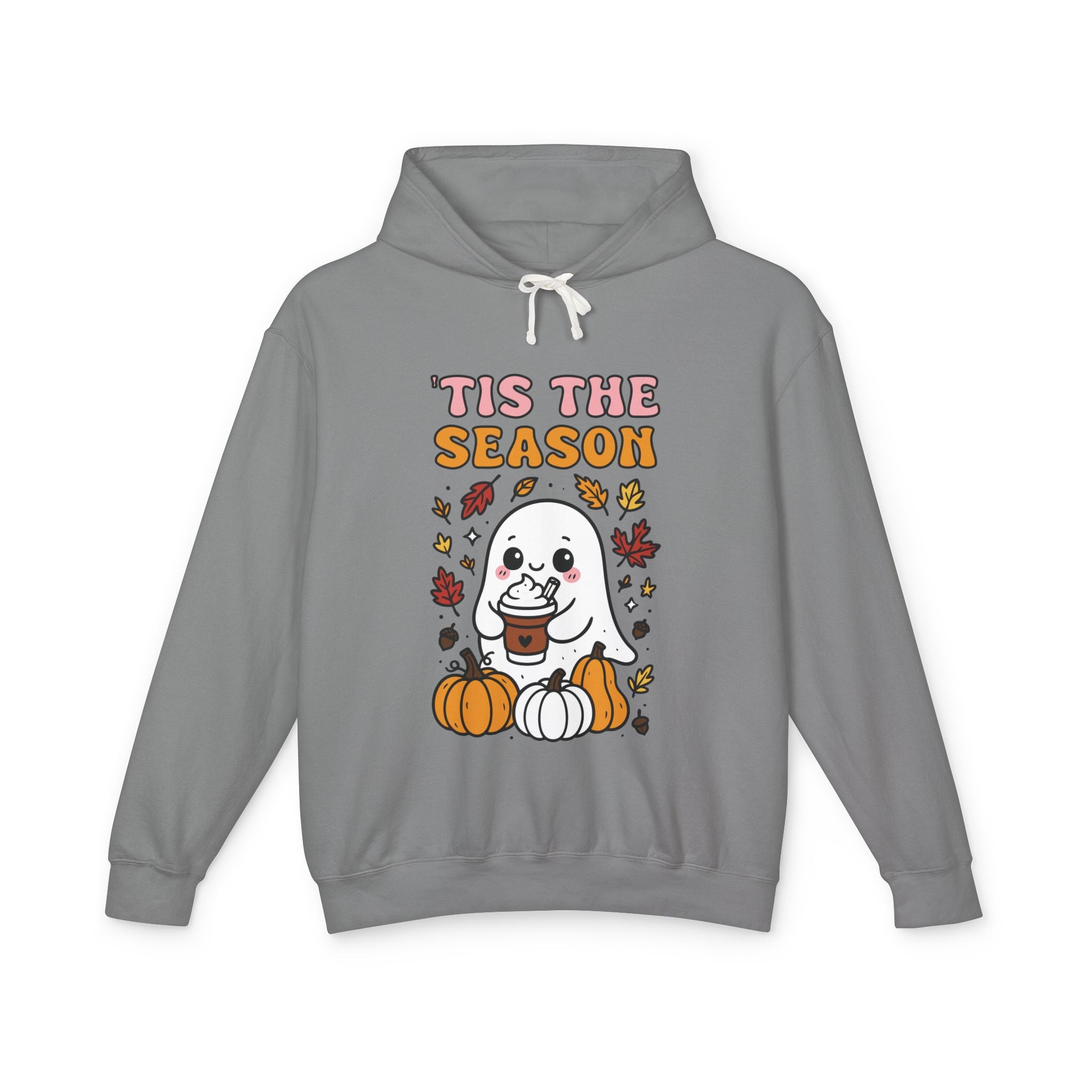 Cozy Halloween Season Hoodie - Cute Ghost Design Fall Sweatshirt