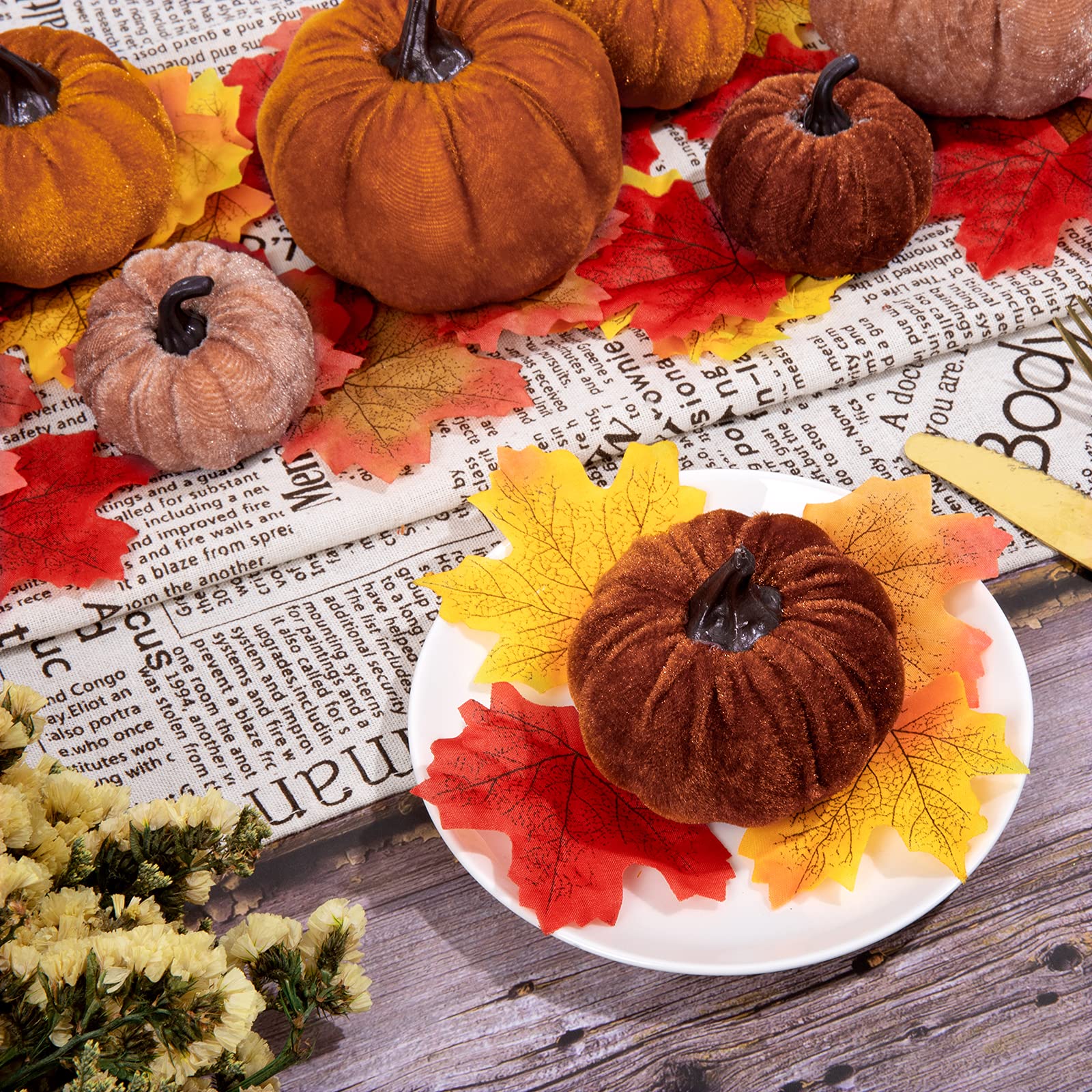 pumpkin fall decor and leaves