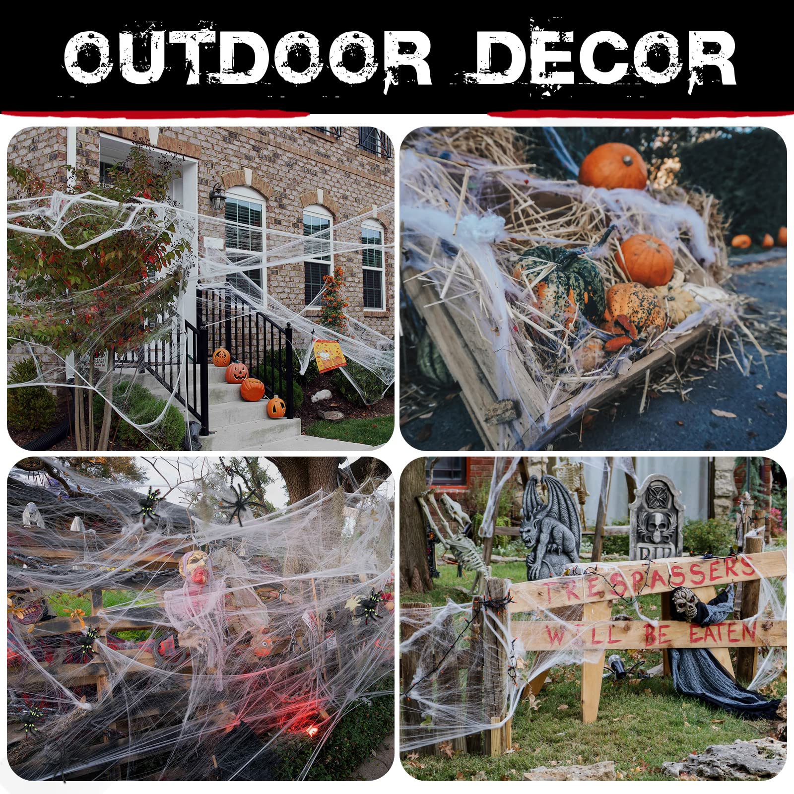 outdoor spider web Halloween decor