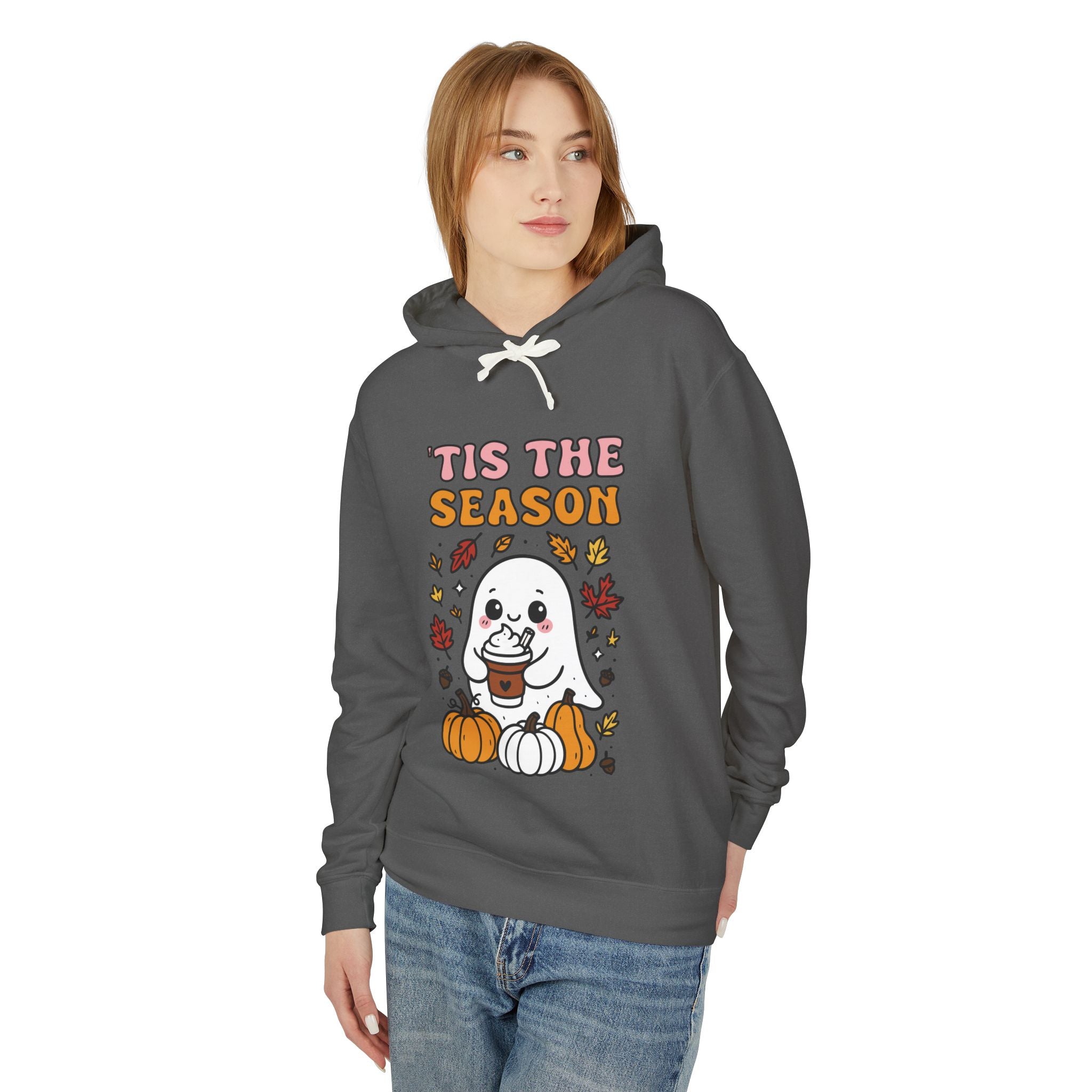 Cozy Halloween Season Hoodie - Cute Ghost Design Fall Sweatshirt