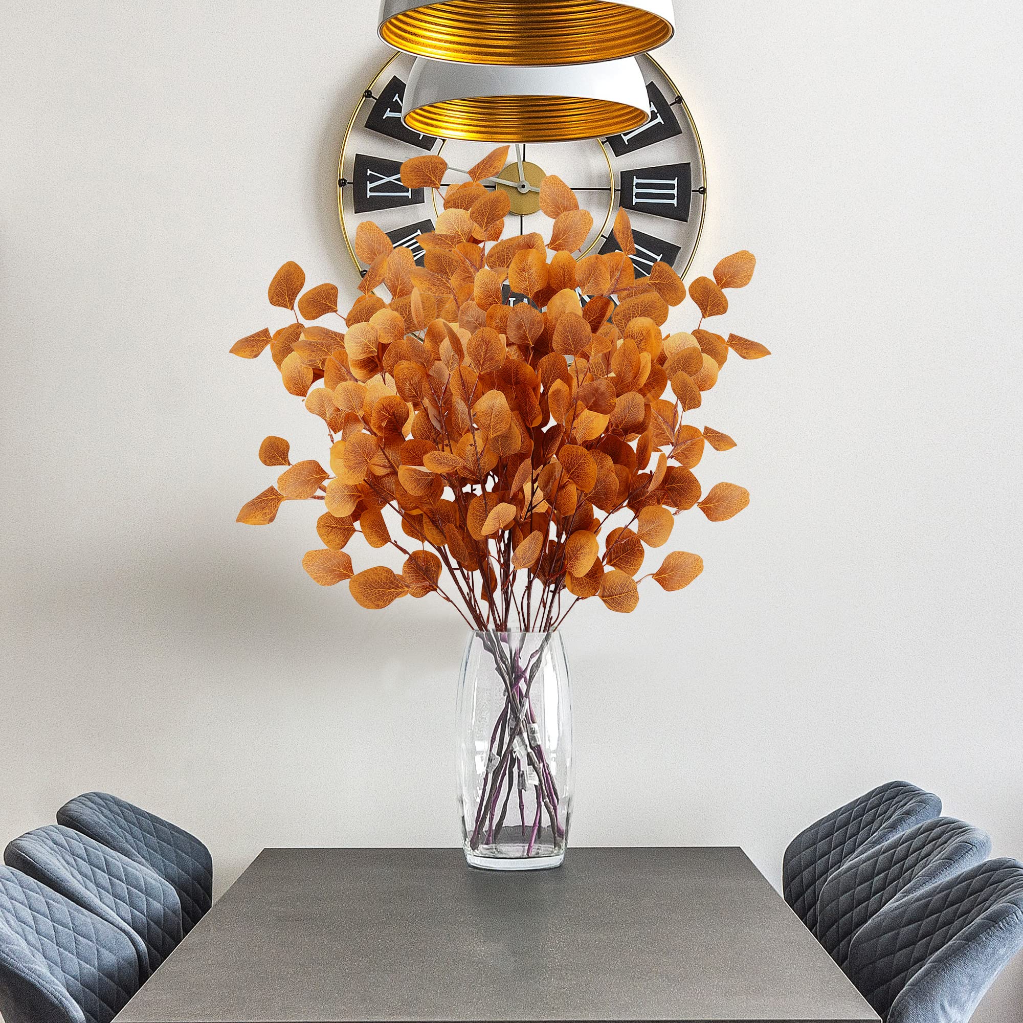 Fall Orange Artificial Eucalyptus Leaves