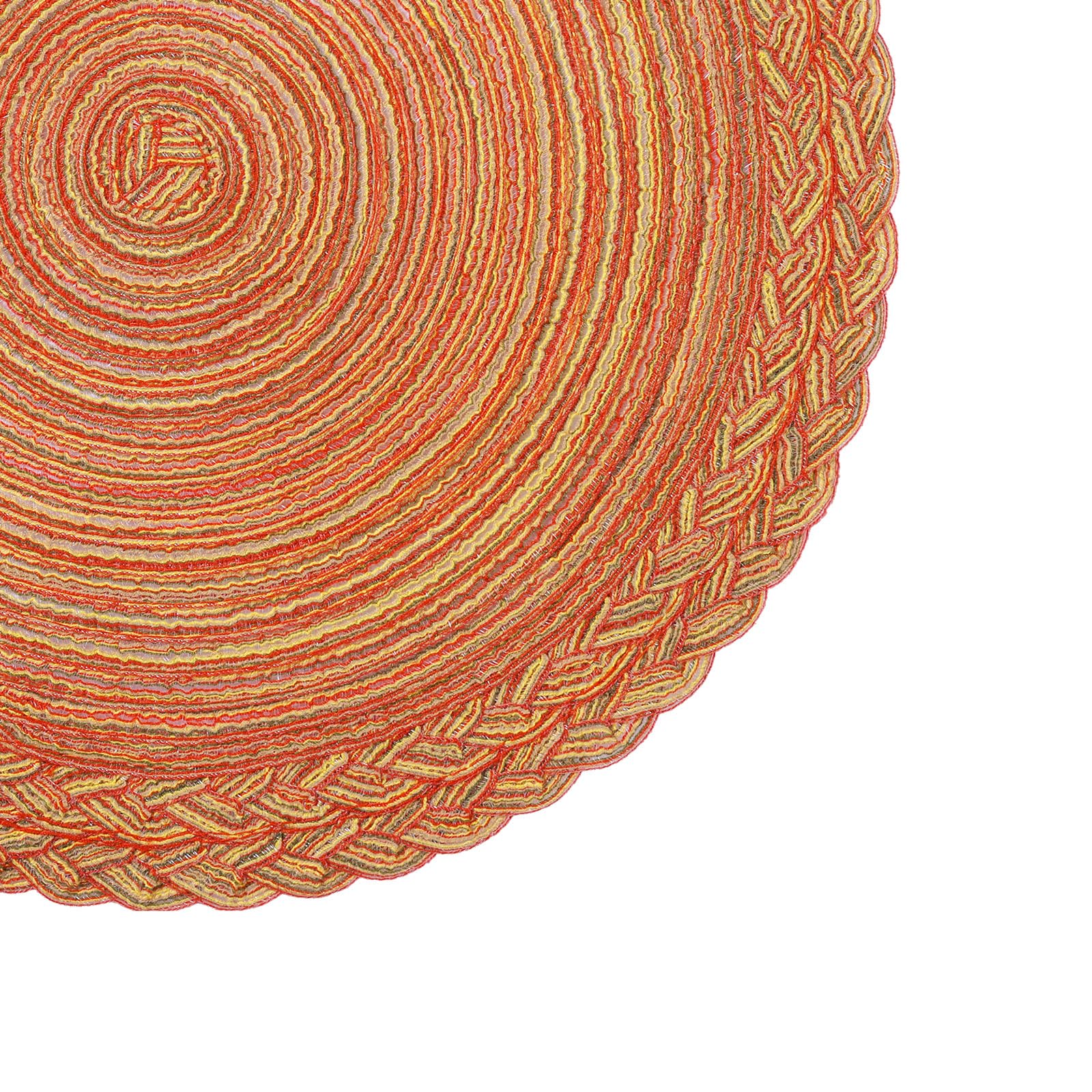 closeup of round woven fall placemat detail