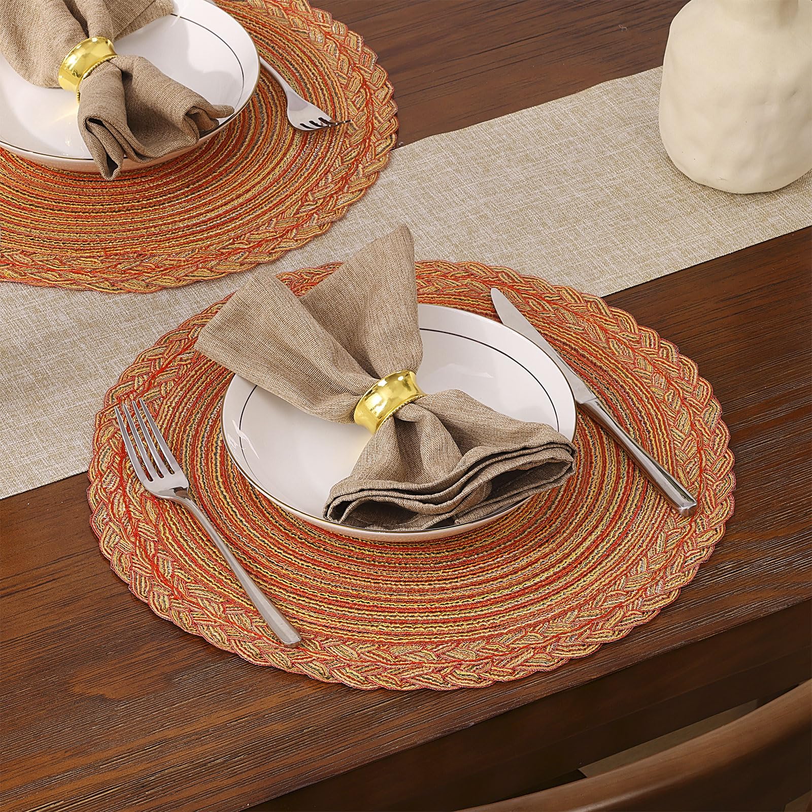 round woven fall placemats for fall table