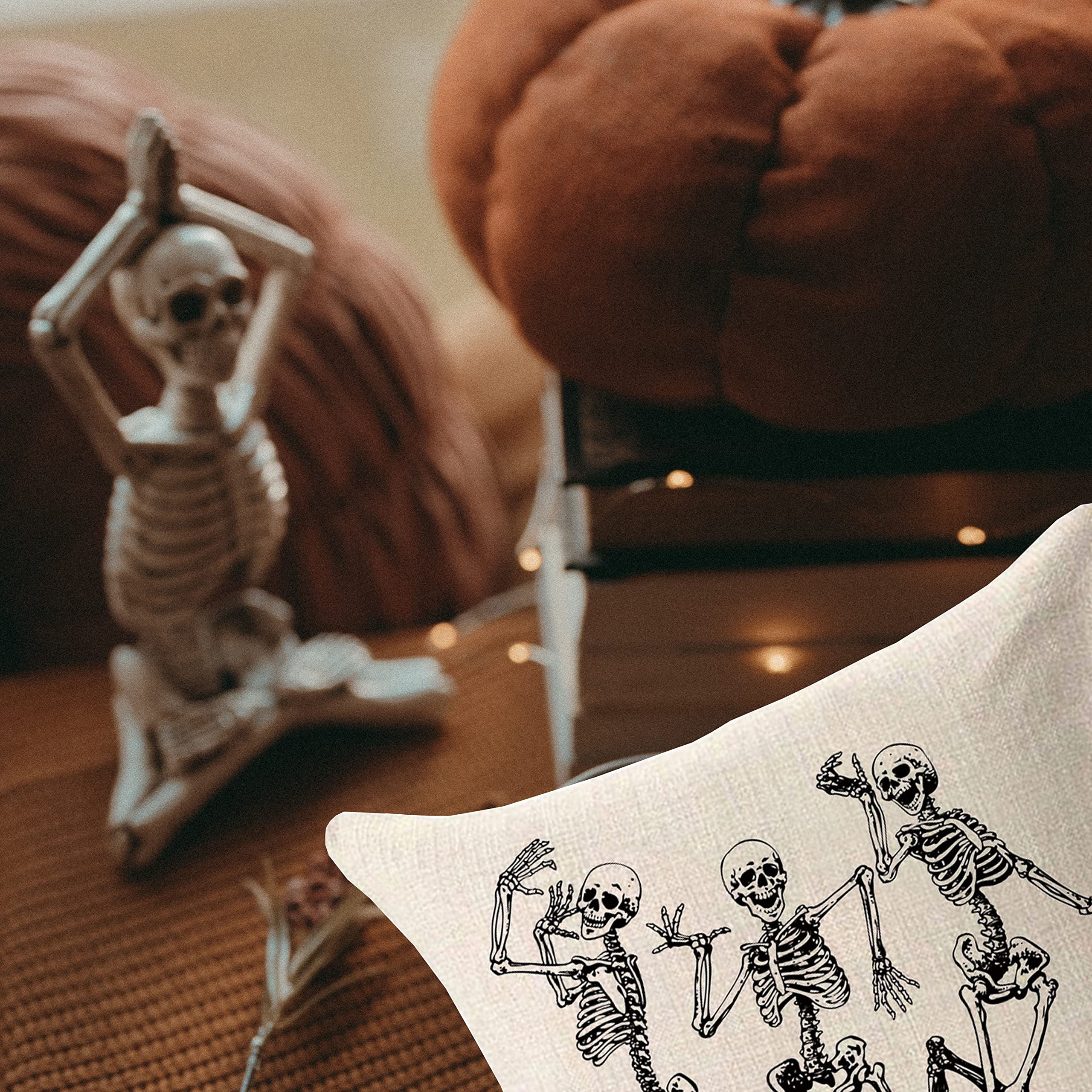 dancing skeletons halloween pillow cover