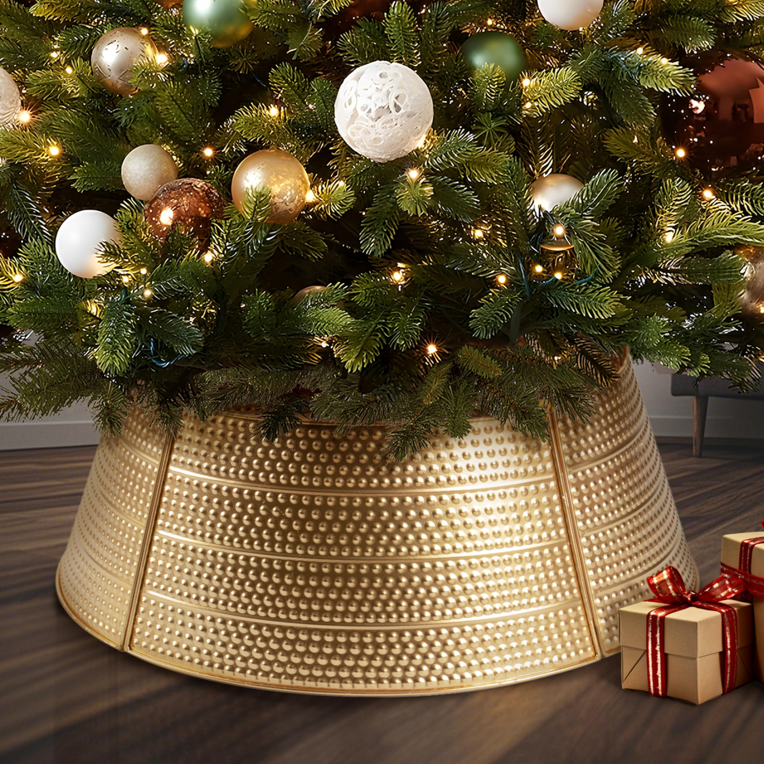 23" Gold Metal Christmas Tree Collar