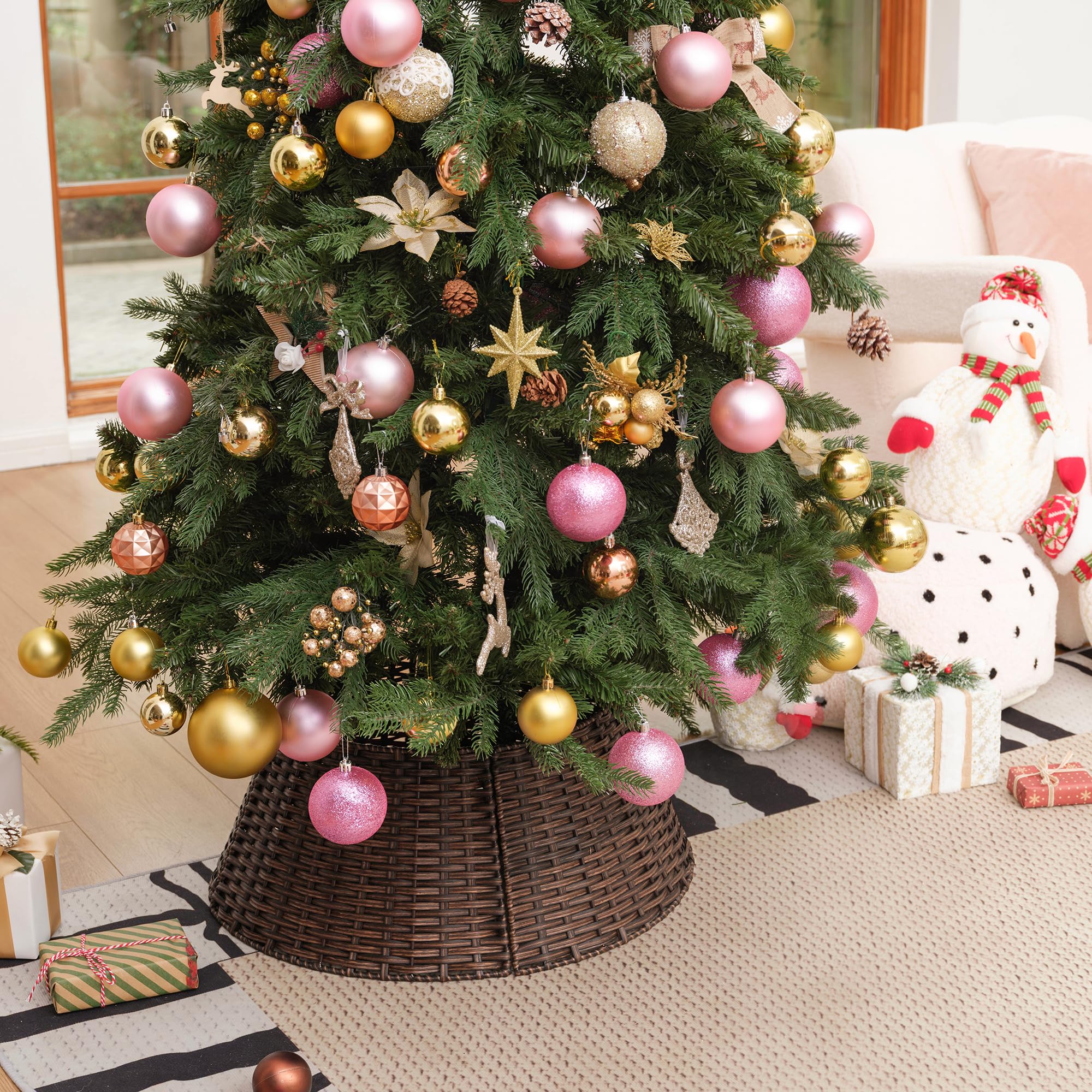 Brown wicker Christmas tree collar