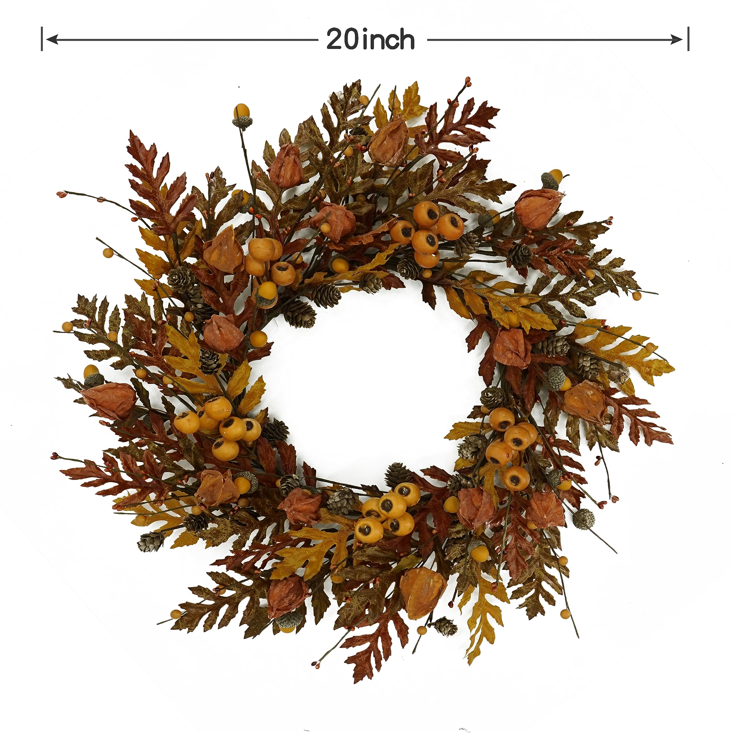 20 inch Autumn Oak Leaves Wreath Indoor/Outdoor
