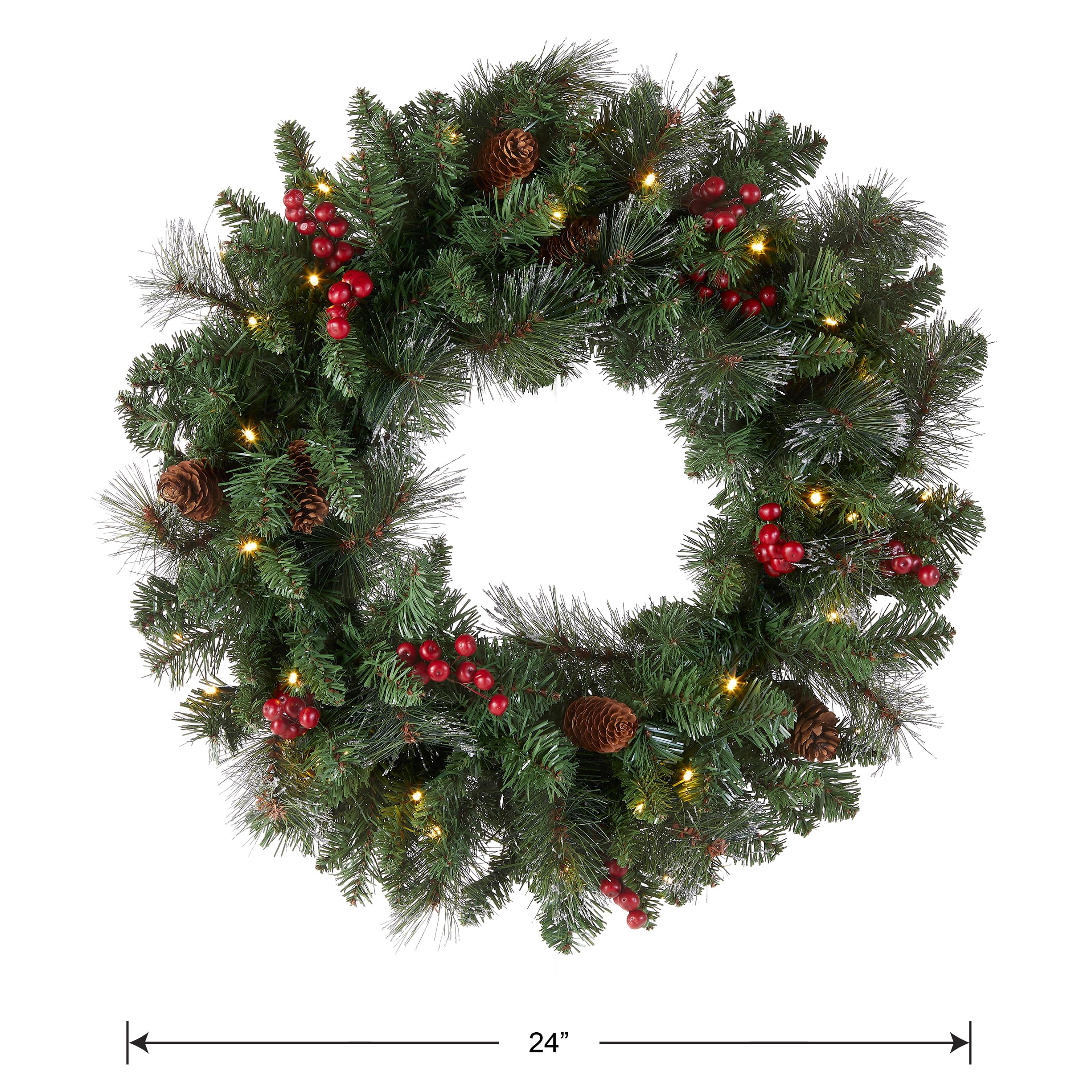 24 inch pre-lit artificial Christmas wreath