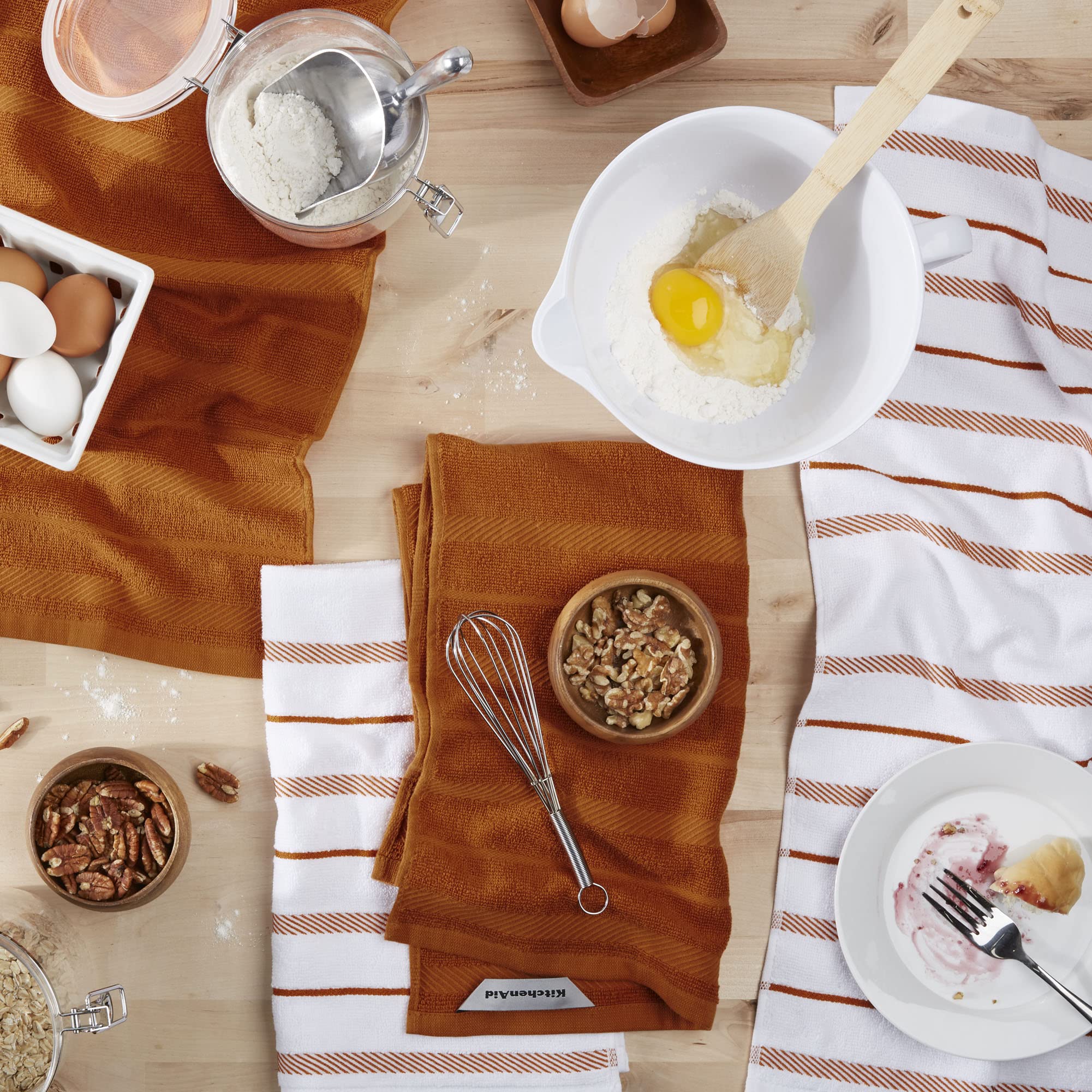 orange and white striped kitchen towel set of 4