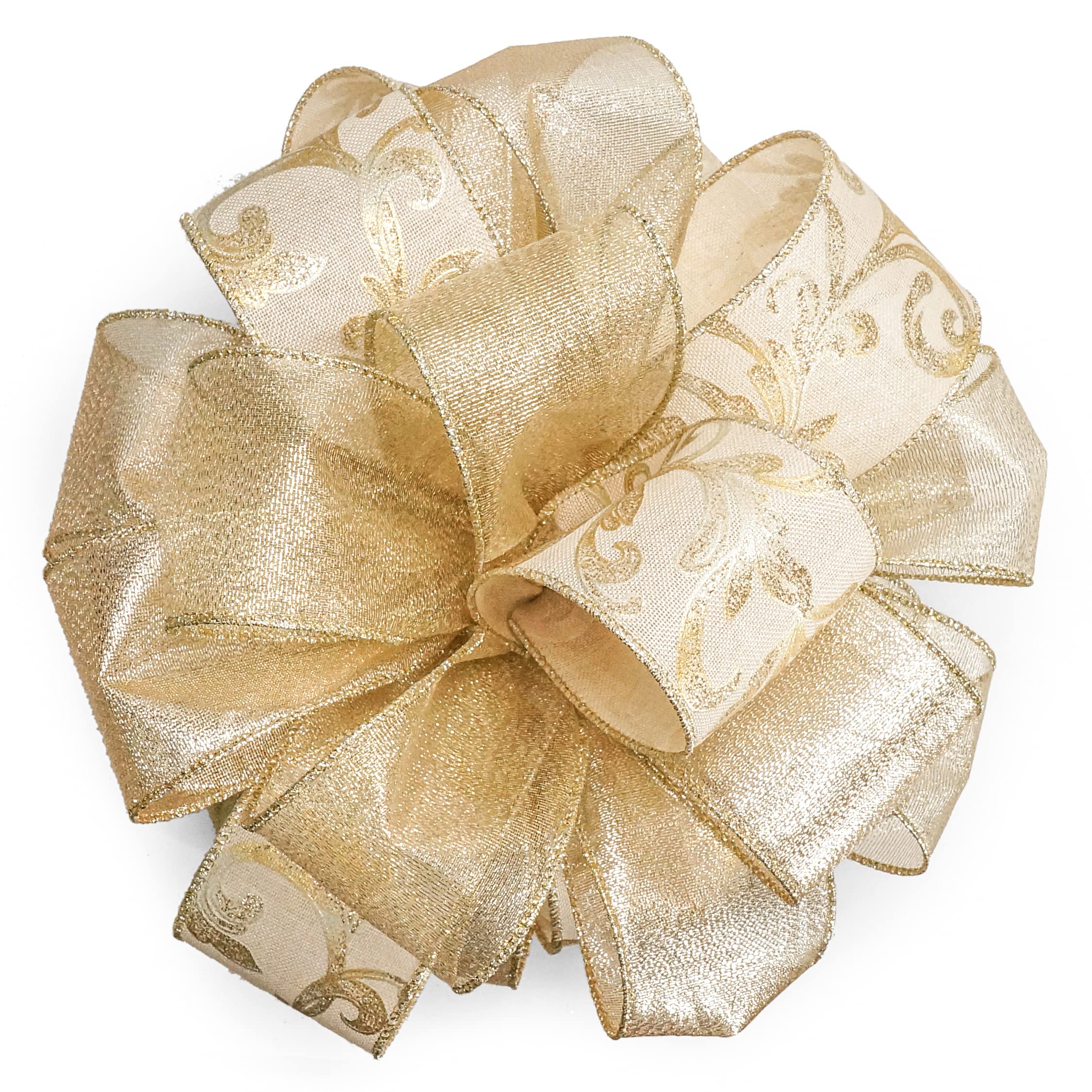 Champagne ribbon wrapped as a bow