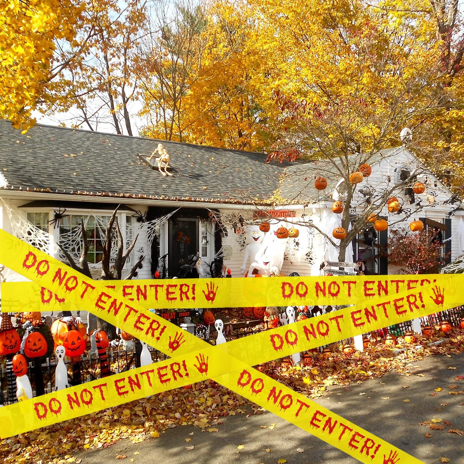 Do Not Enter Yellow Caution Tape for Outdoor Halloween Decor