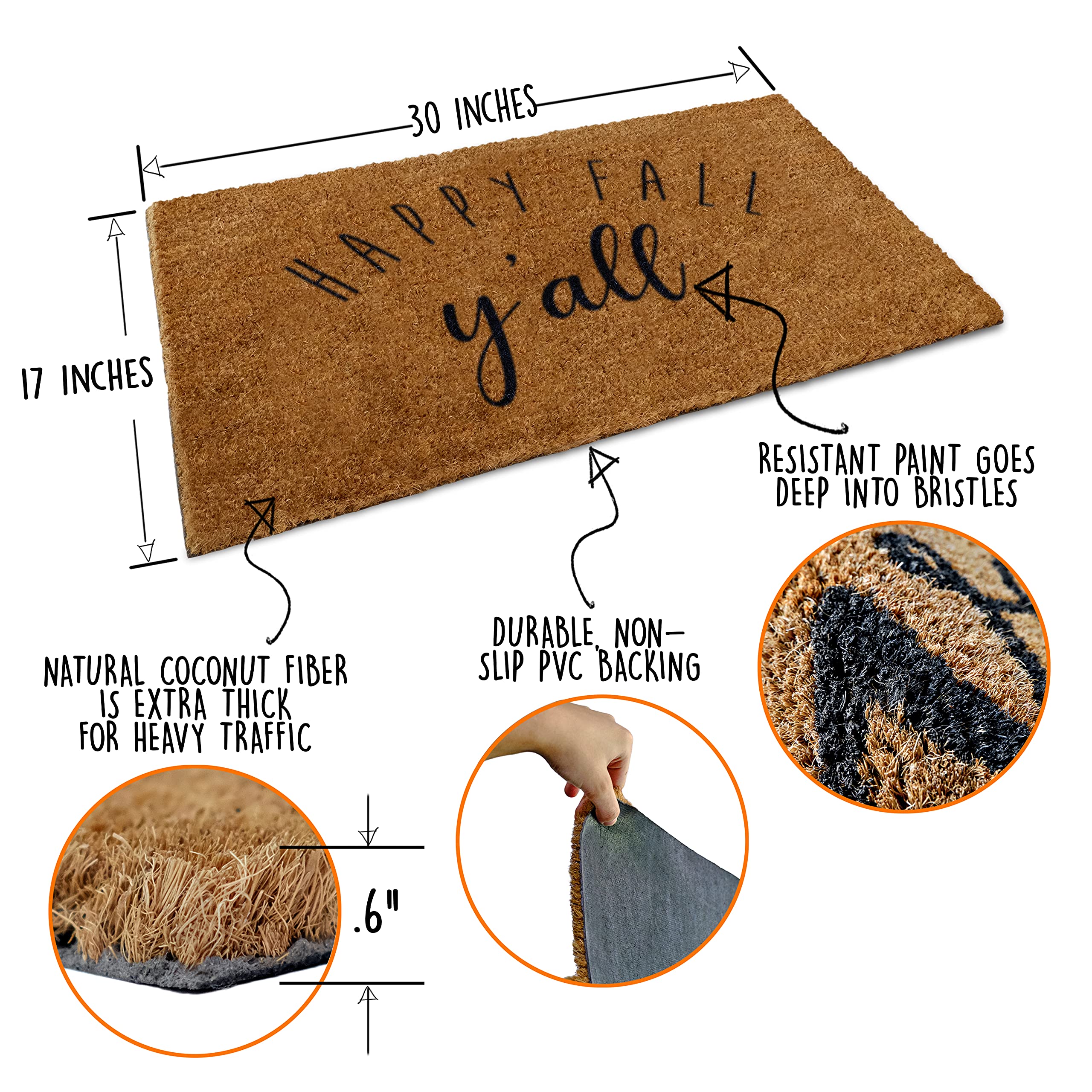 fall doormat size and features