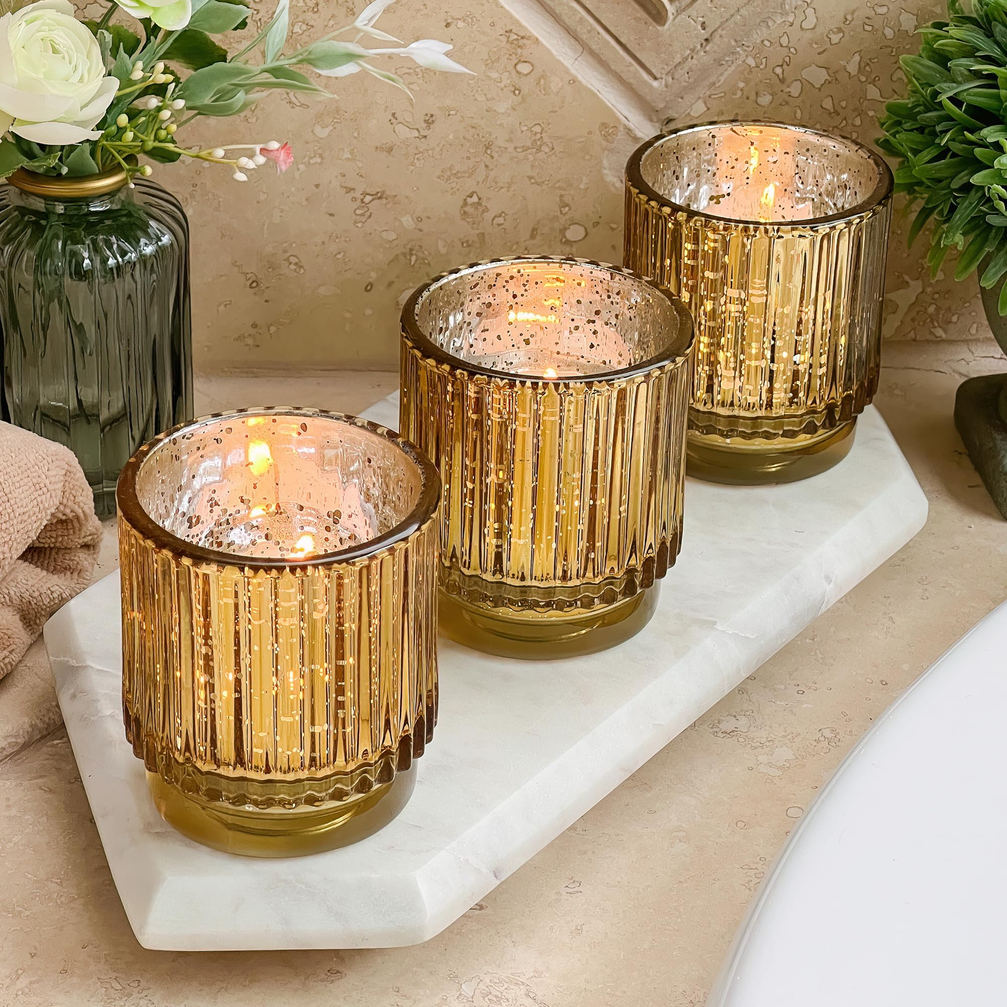 Gold decorative tealight votive candle holders