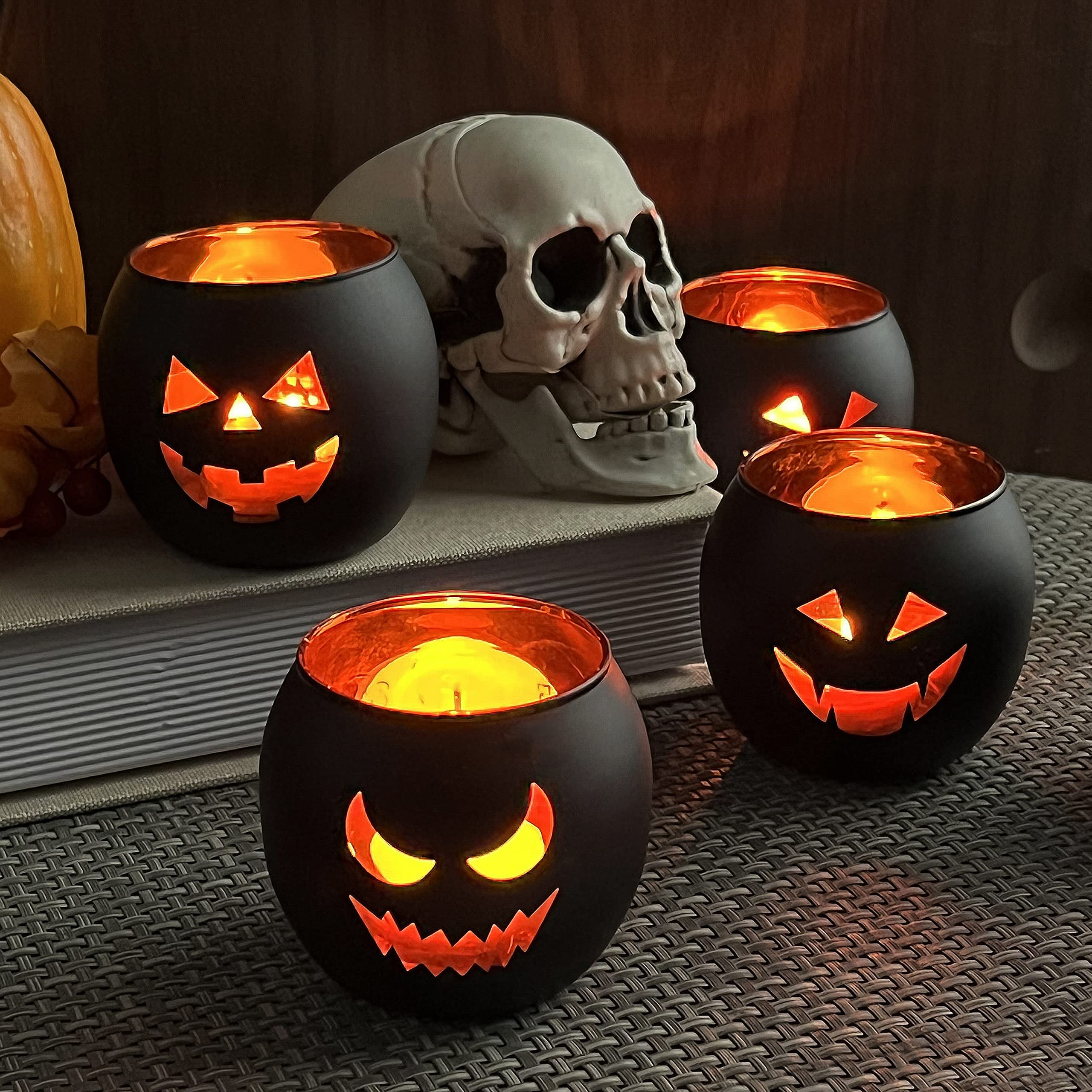 Black Halloween candle holders