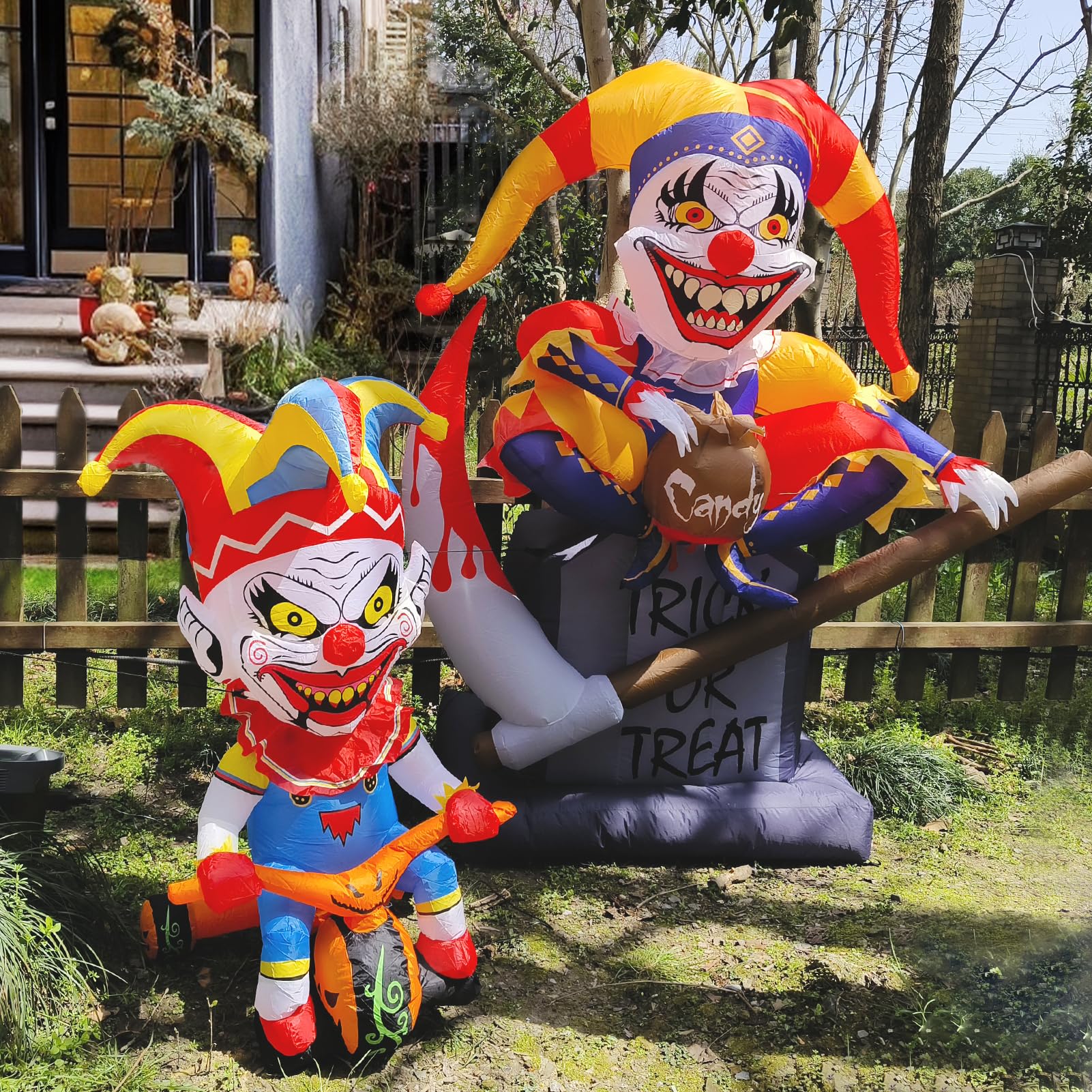 4 Ft Clown Bicycle Halloween Inflatable