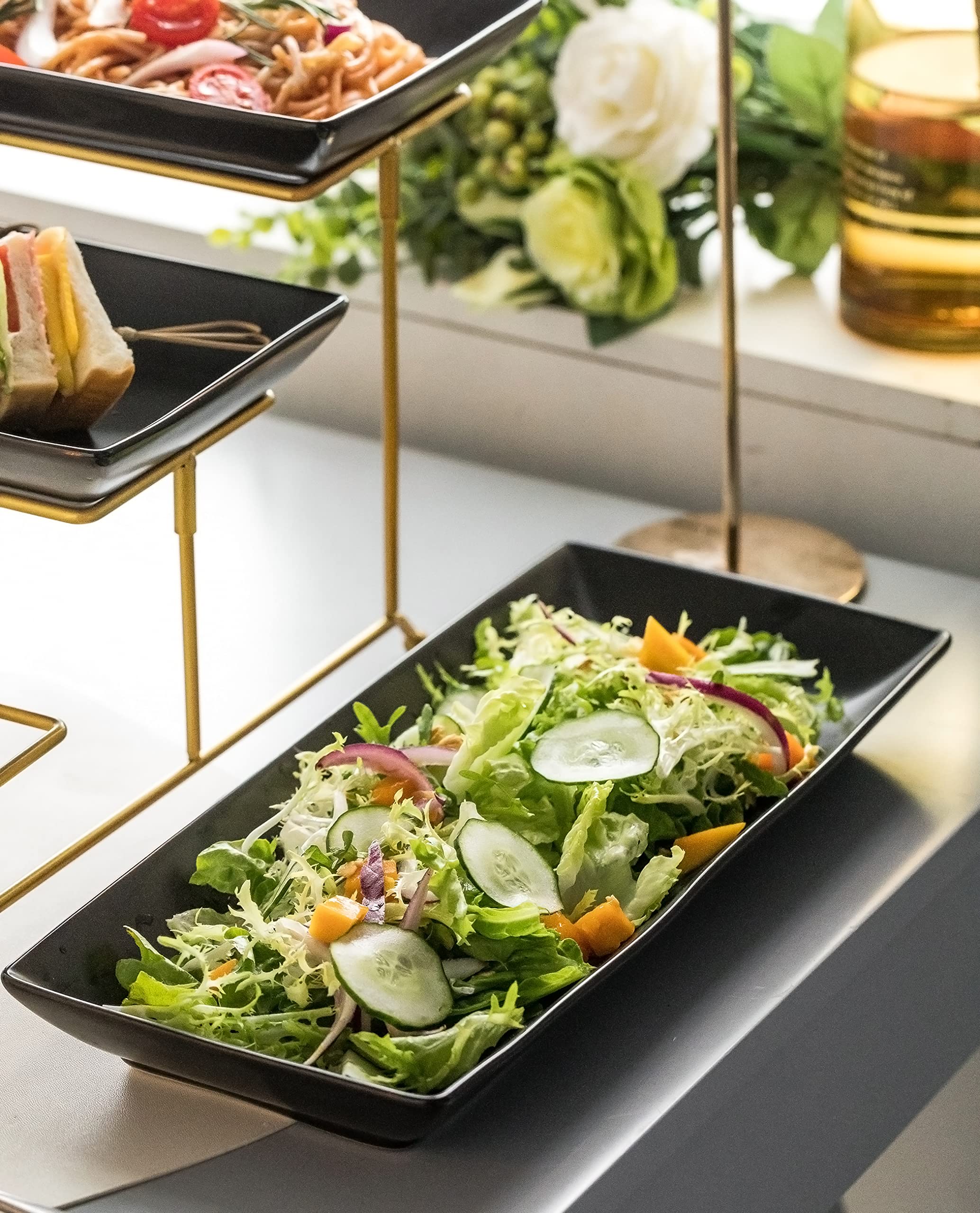 black ceramic food tray on table