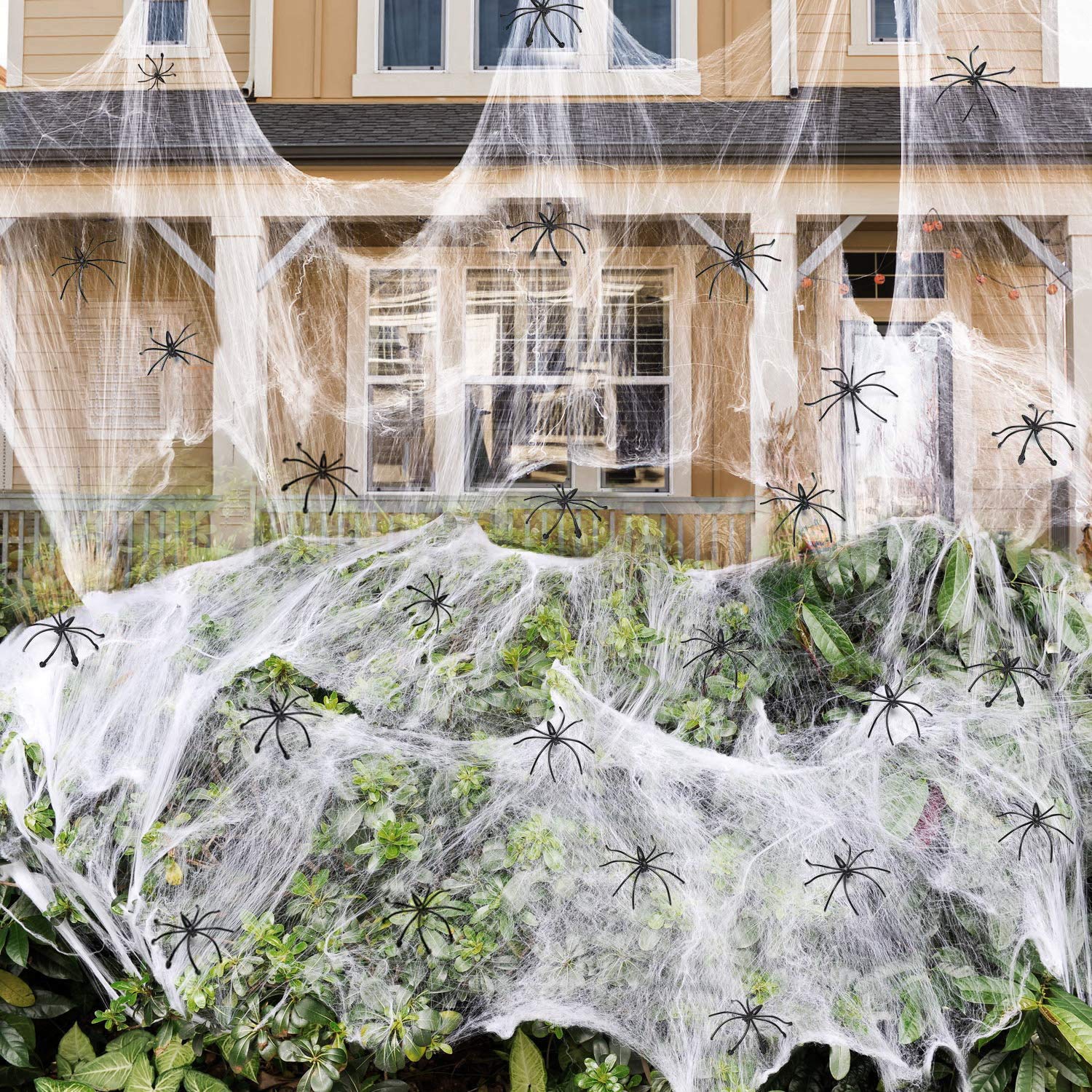 1400 Sq Ft Outdoor Spider Web Decoration with 150 Fake Spiders