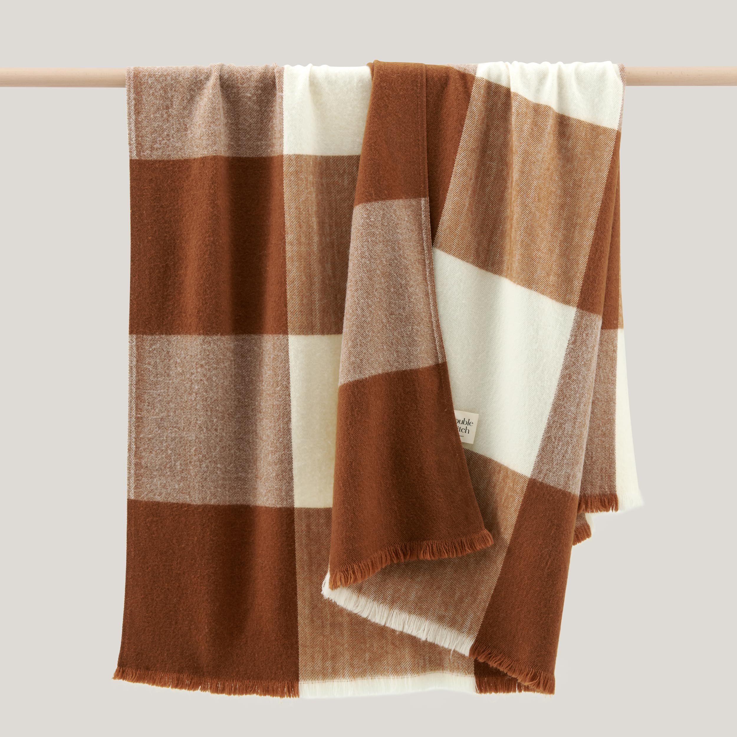 brown and cream wool throw blanket